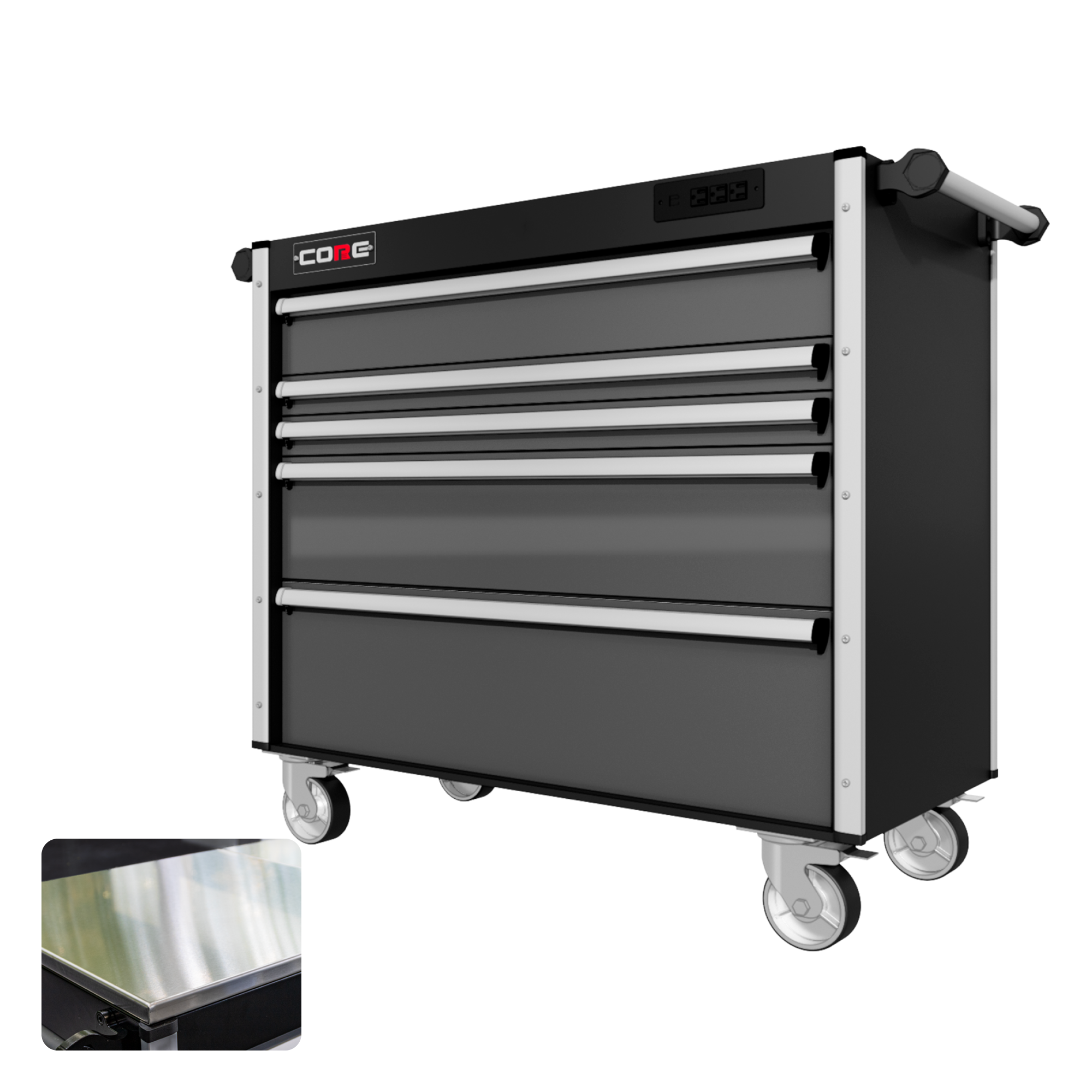 44 Series - 5 Drawers - Silver Handles - Traditional Casters