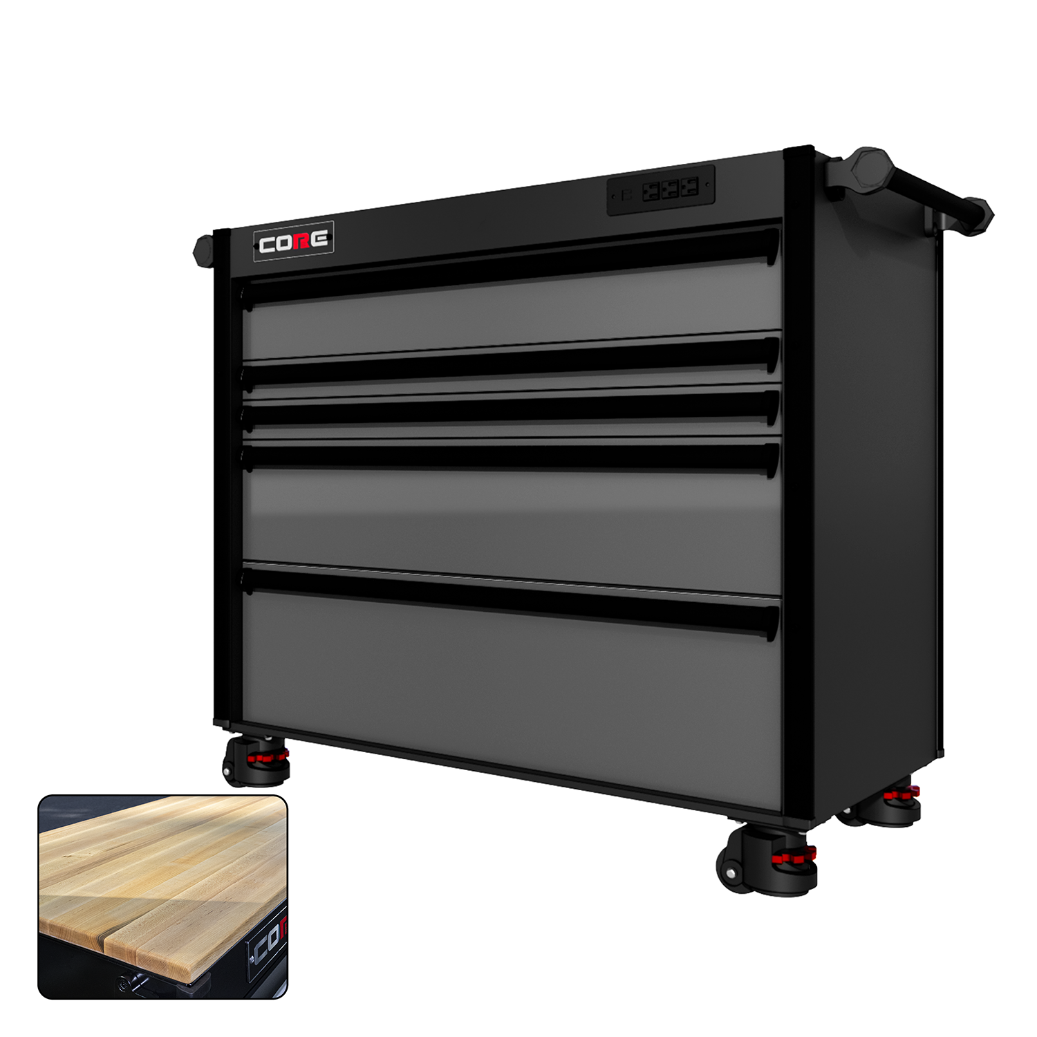 44 Series - 5 Drawers - Black Handles - Foot Casters