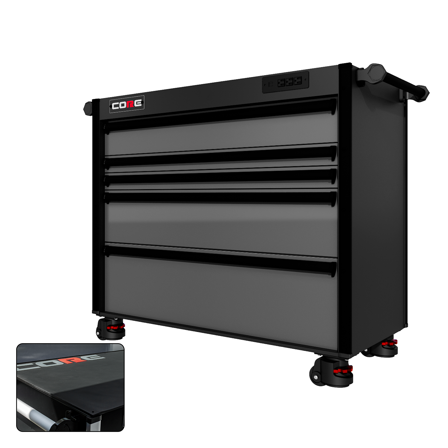 44 Series - 5 Drawers - Black Handles - Foot Casters