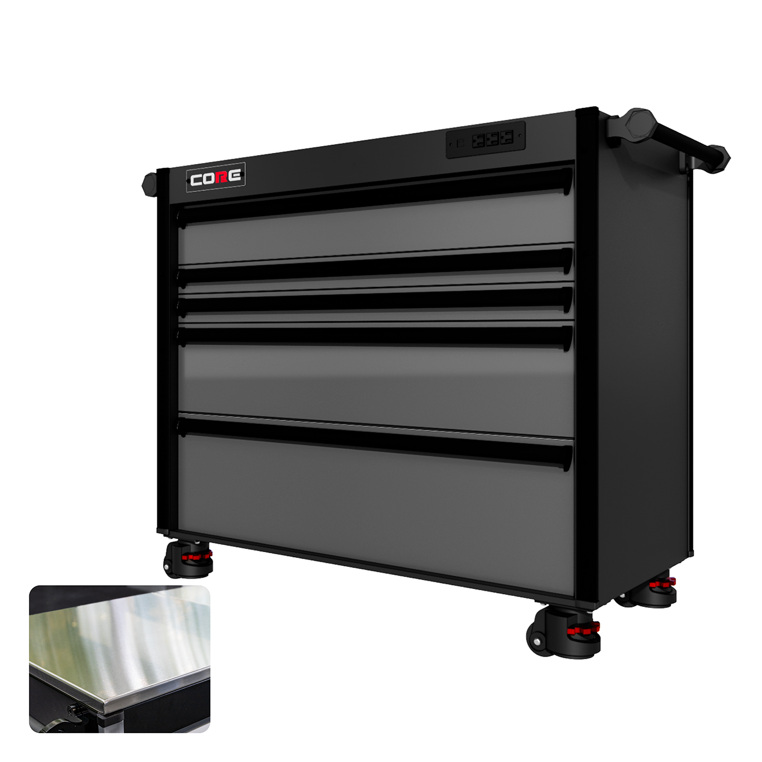 44 Series - 5 Drawers - Black Handles - Foot Casters