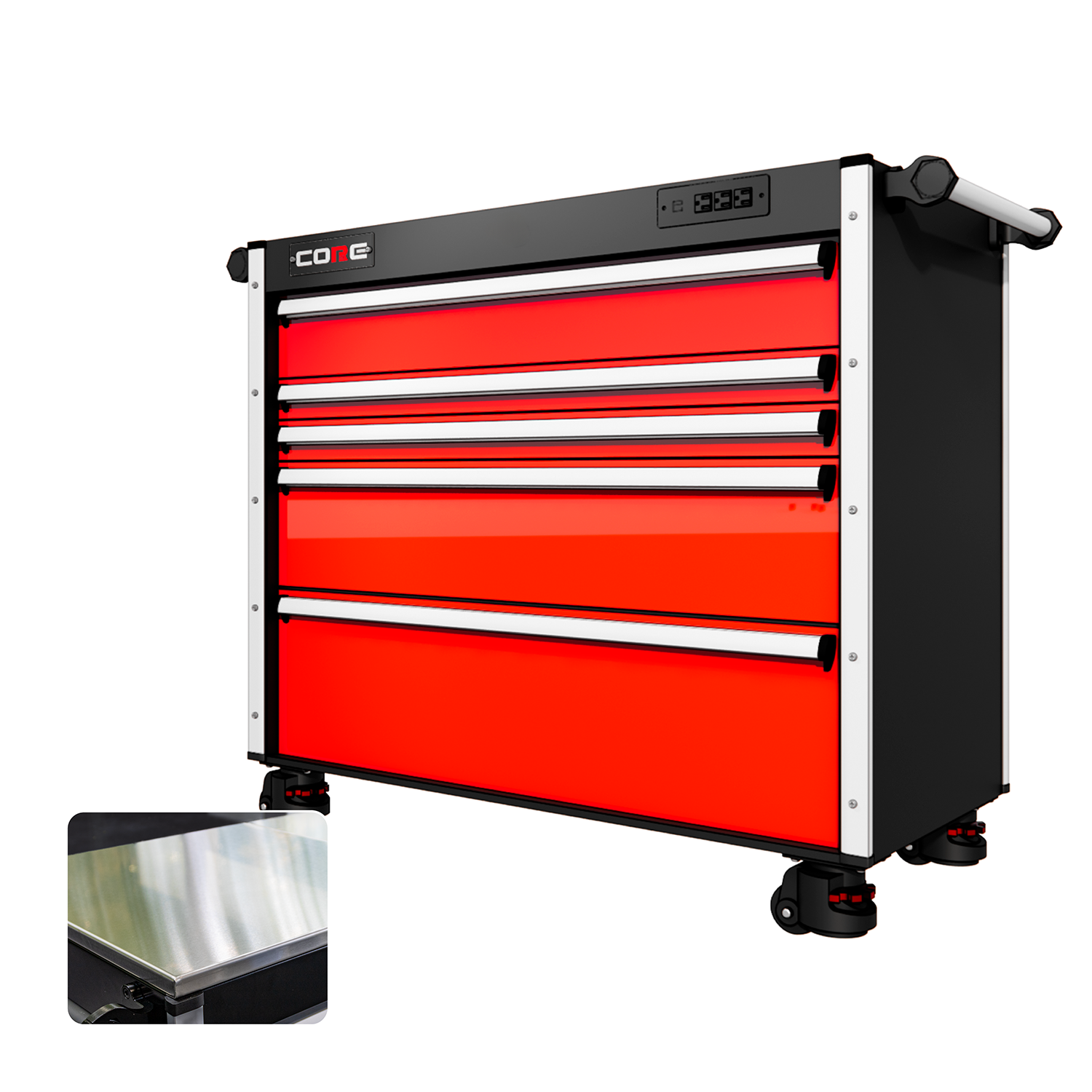 44 Series - 5 Drawers - Silver Handles - Foot Casters