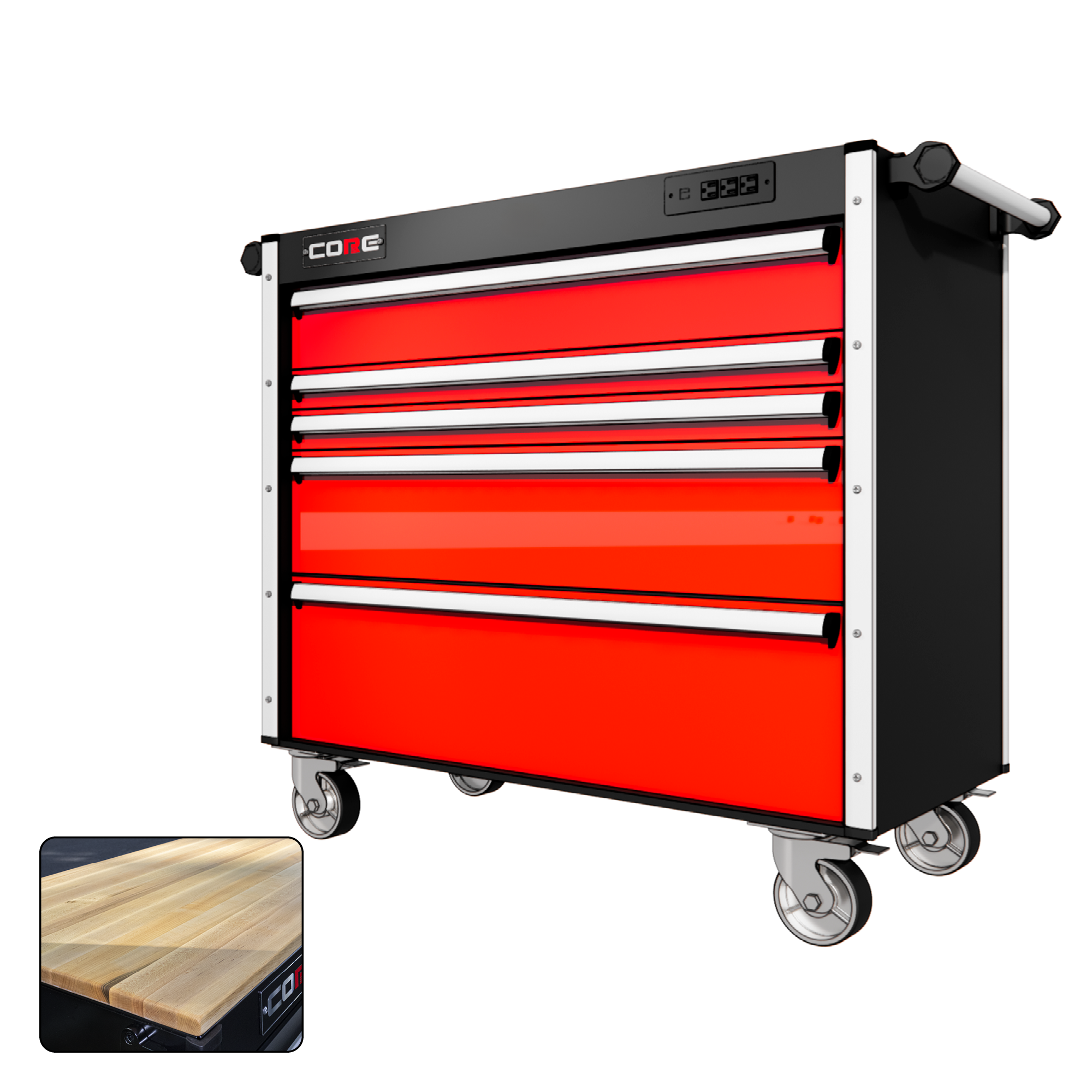 44 Series - 5 Drawers - Silver Handles - Traditional Casters