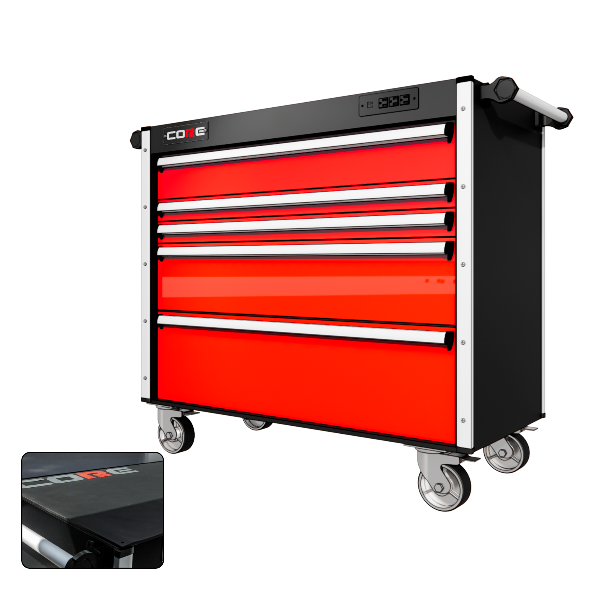 44 Series - 5 Drawers - Silver Handles - Traditional Casters
