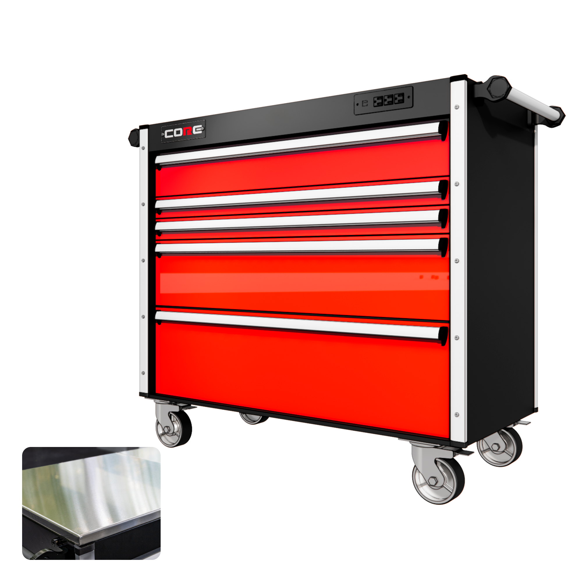 44 Series - 5 Drawers - Silver Handles - Traditional Casters
