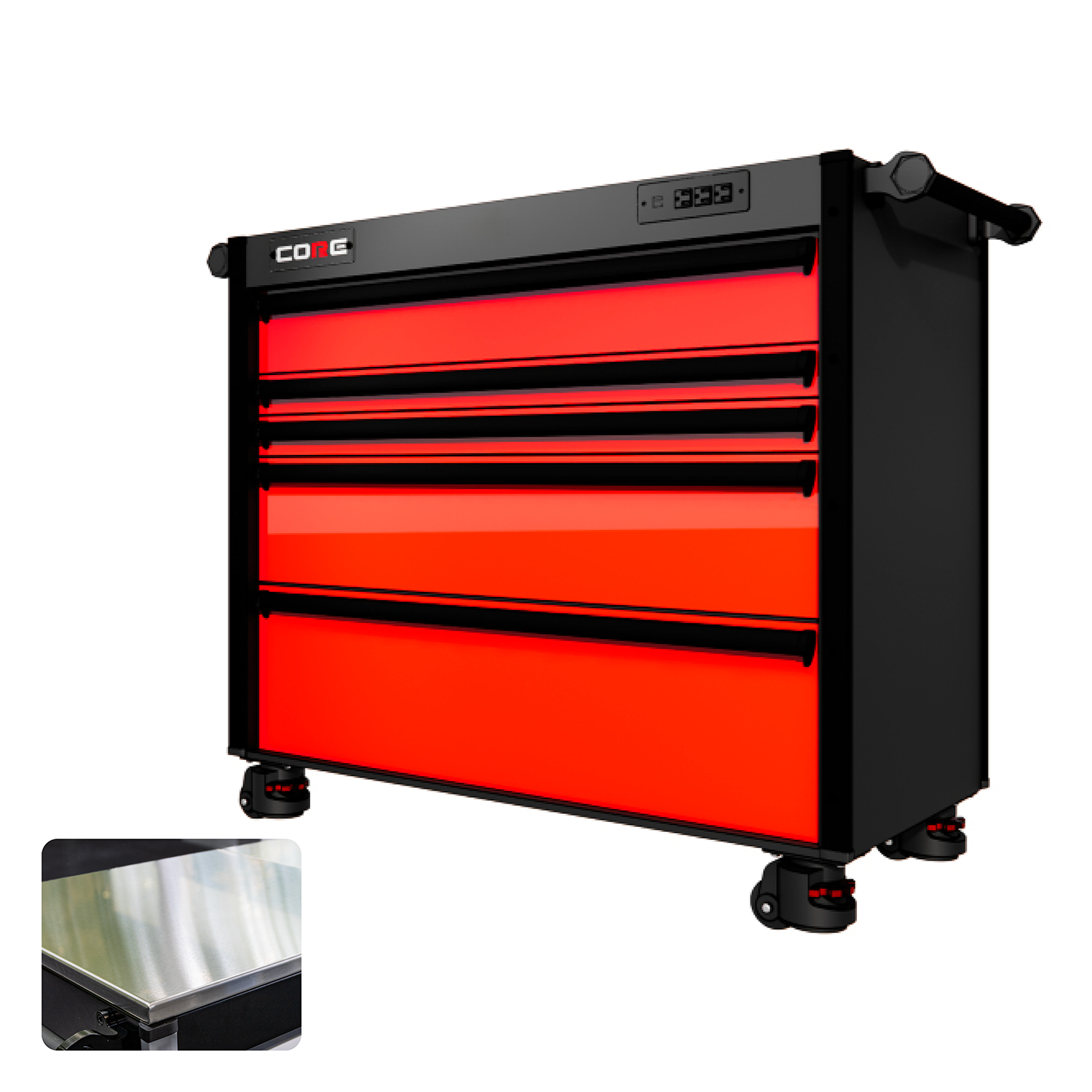 44 Series - 5 Drawers - Black Handles - Foot Casters