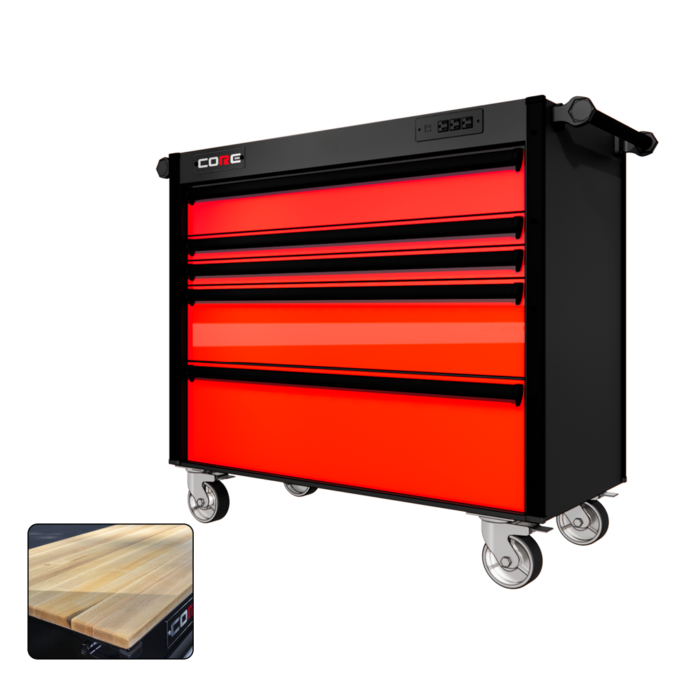 44 Series - 5 Drawers - Black Handles - Traditional Casters