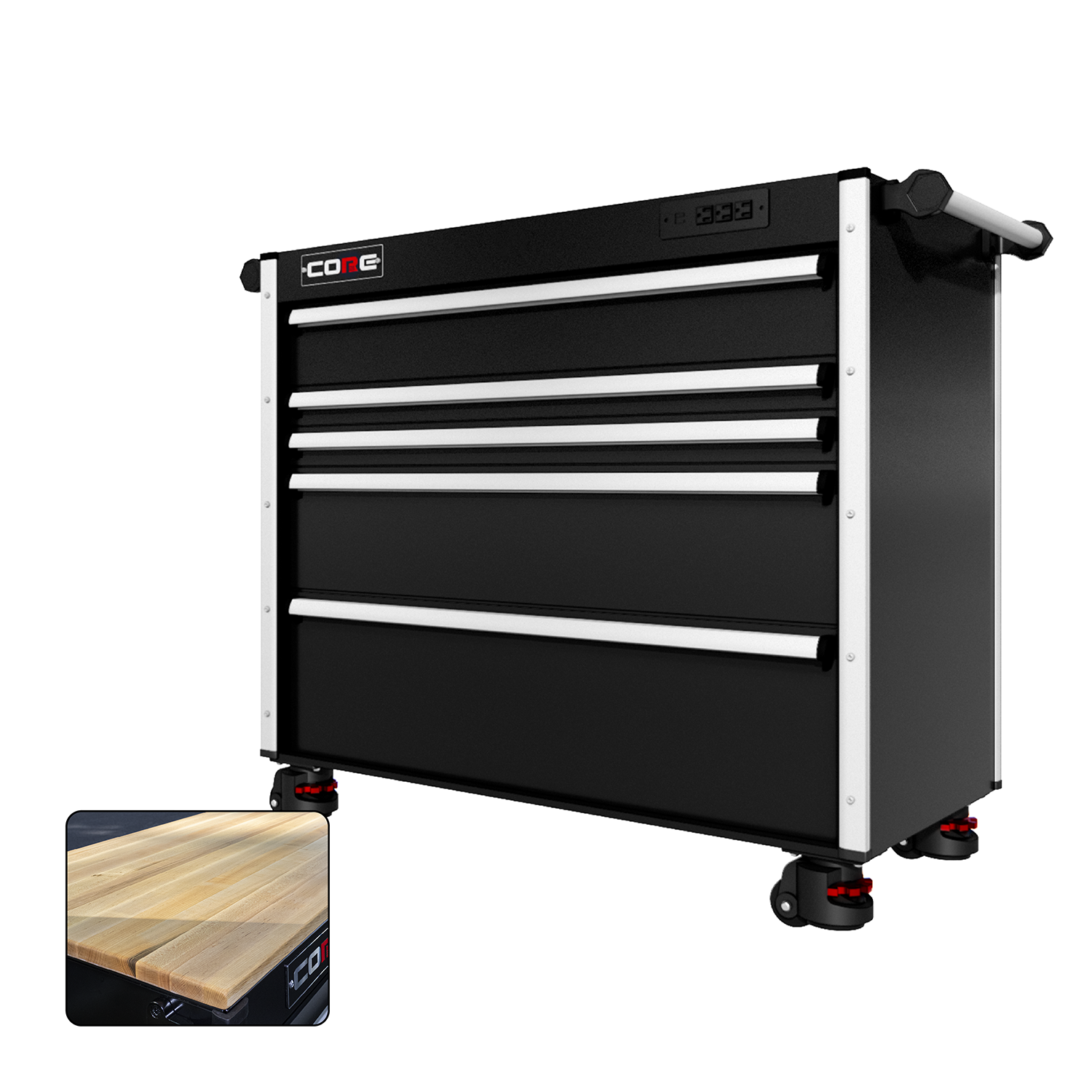 44 Series - 5 Drawers - Silver Handles - Foot Casters