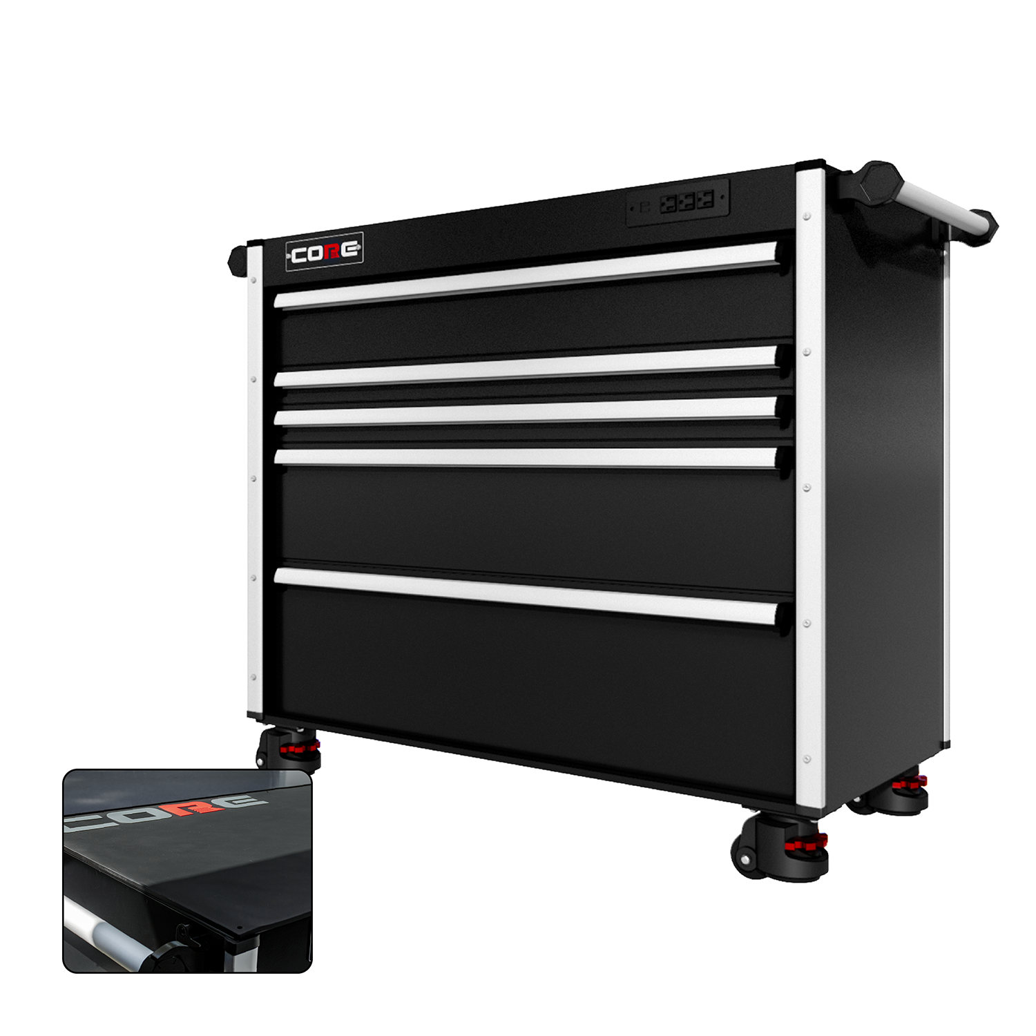 44 Series - 5 Drawers - Silver Handles - Foot Casters
