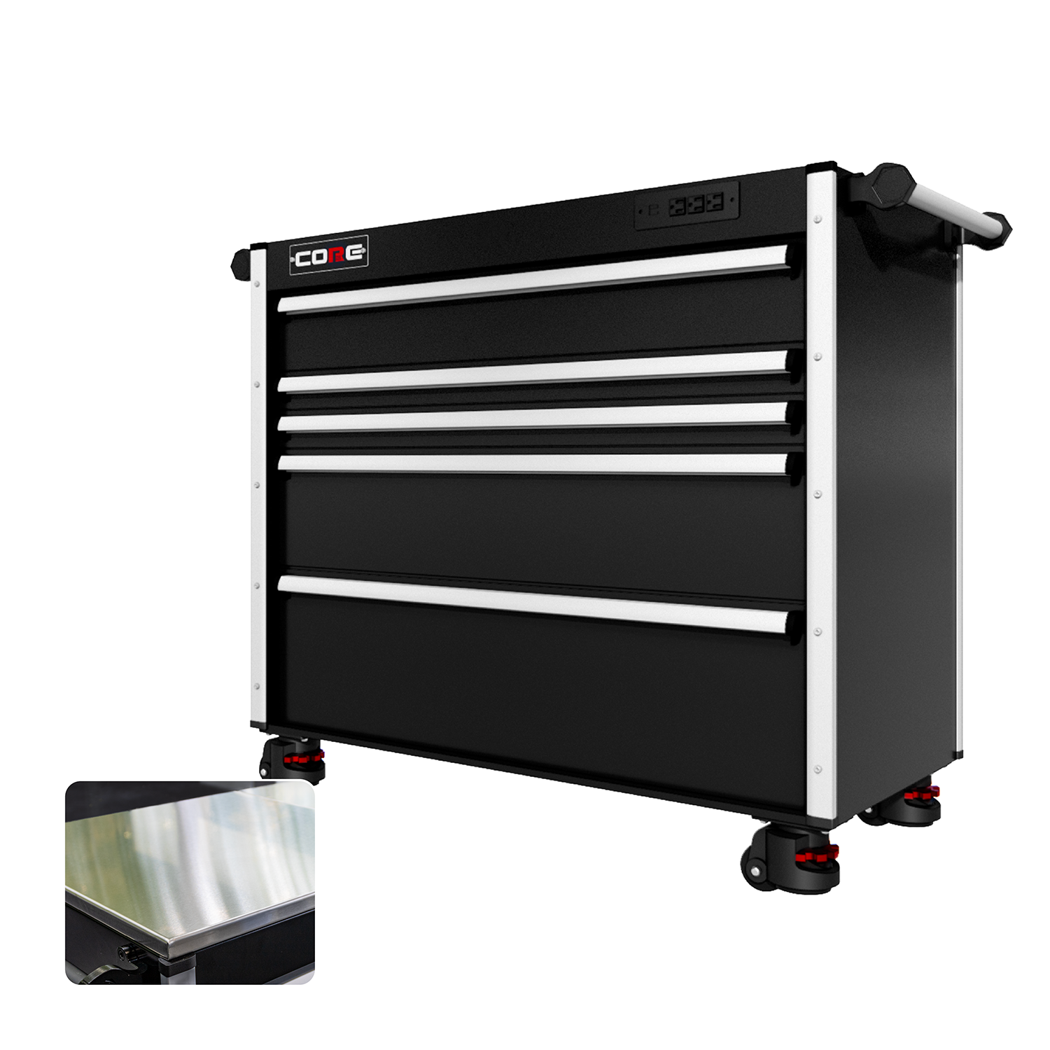 44 Series - 5 Drawers - Silver Handles - Foot Casters