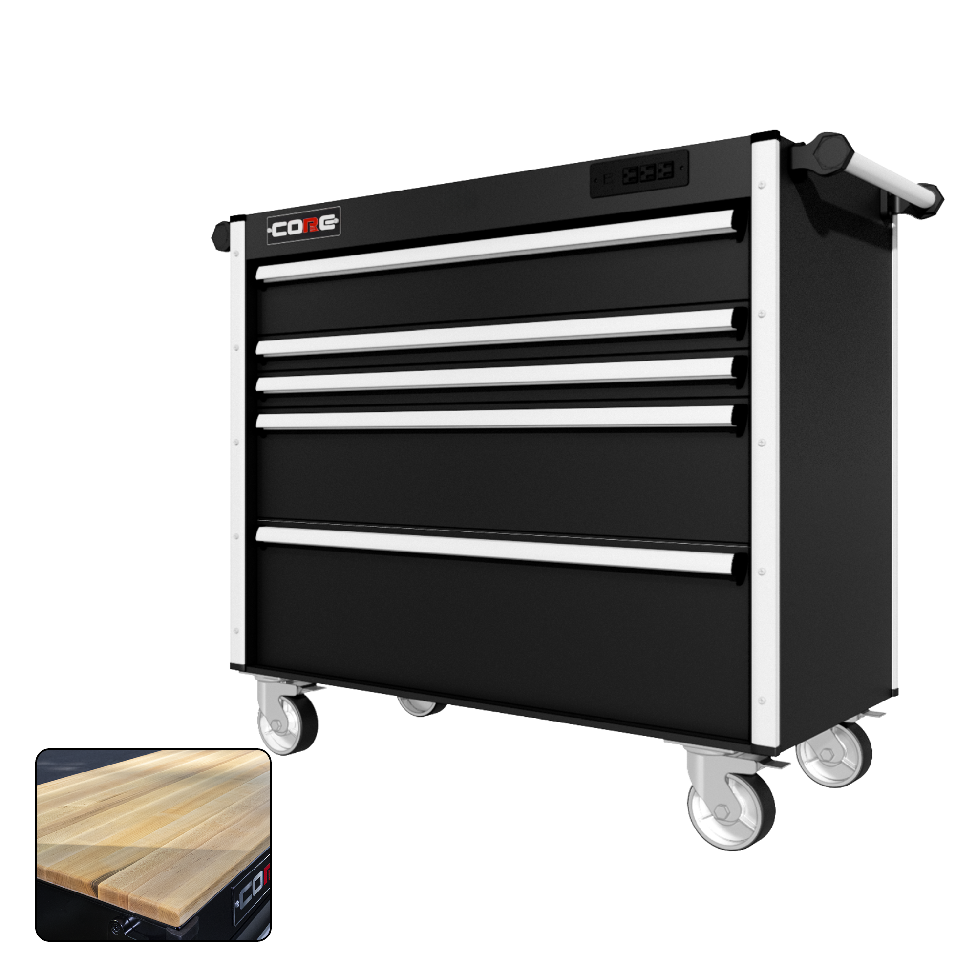 44 Series - 5 Drawers - Silver Handles - Traditional Casters