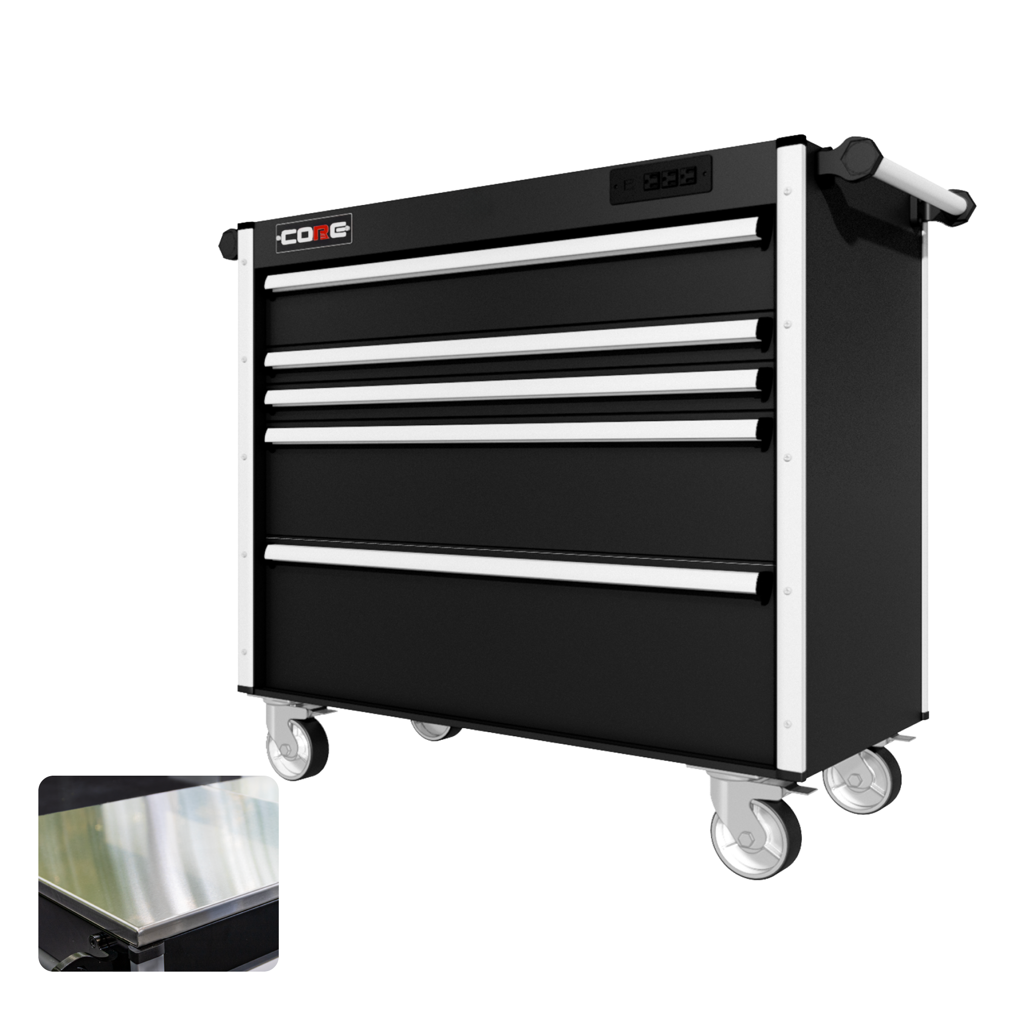 44 Series - 5 Drawers - Silver Handles - Traditional Casters