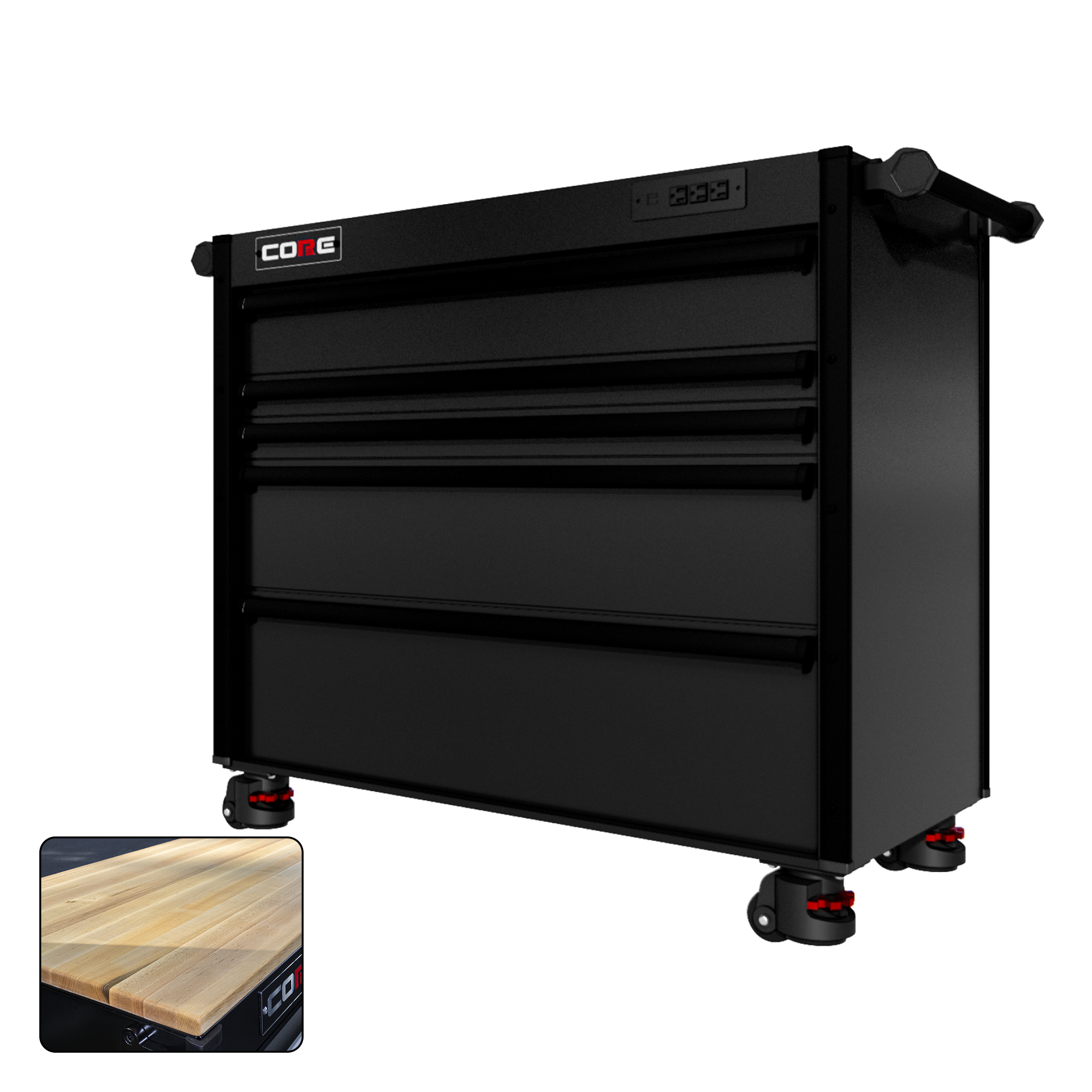 44 Series - 5 Drawers - Black Handles - Foot Casters