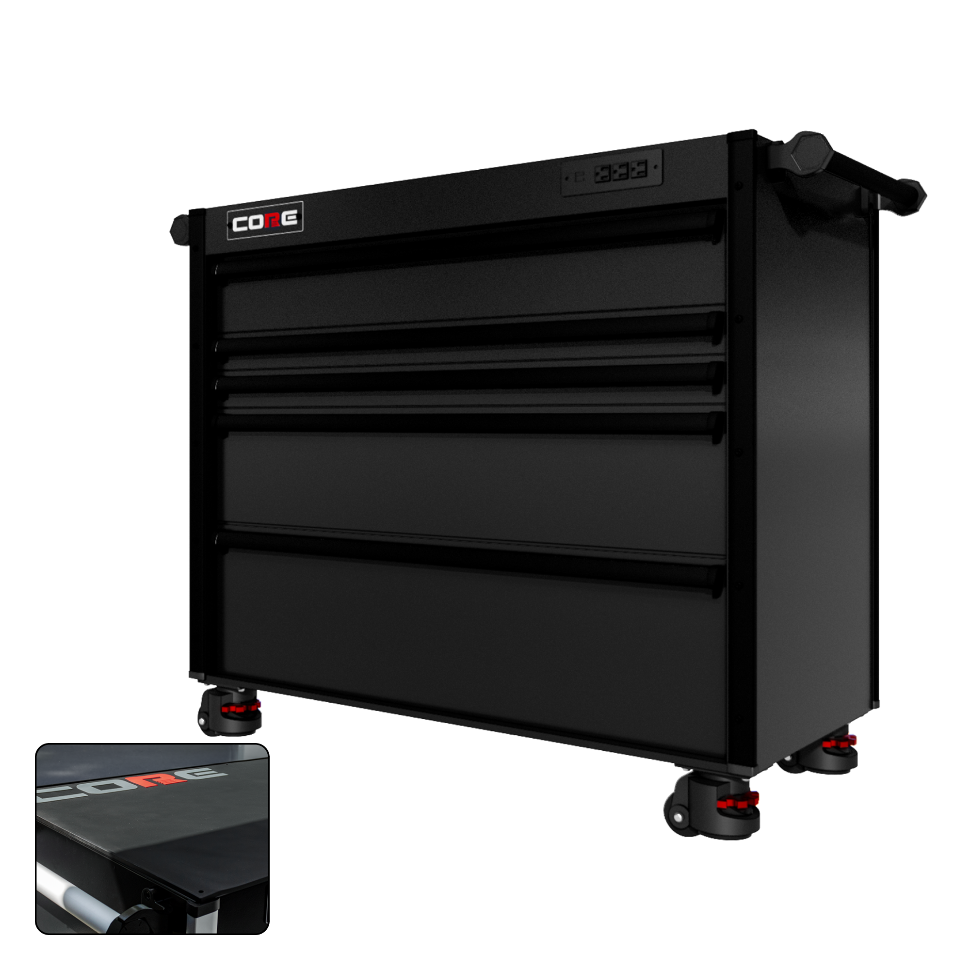 44 Series - 5 Drawers - Black Handles - Foot Casters