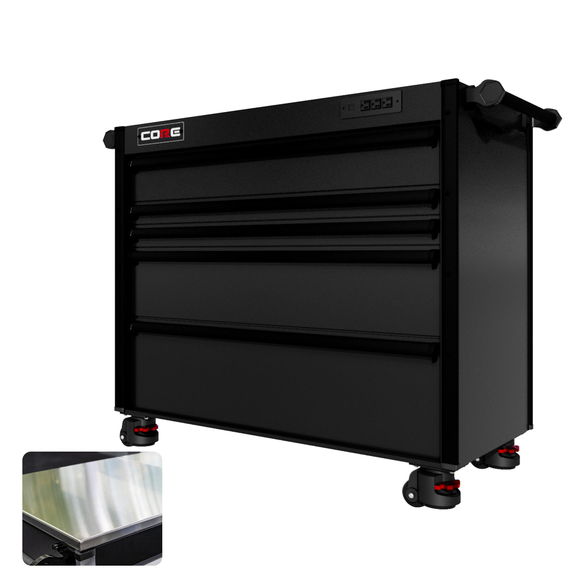 44 Series - 5 Drawers - Black Handles - Foot Casters