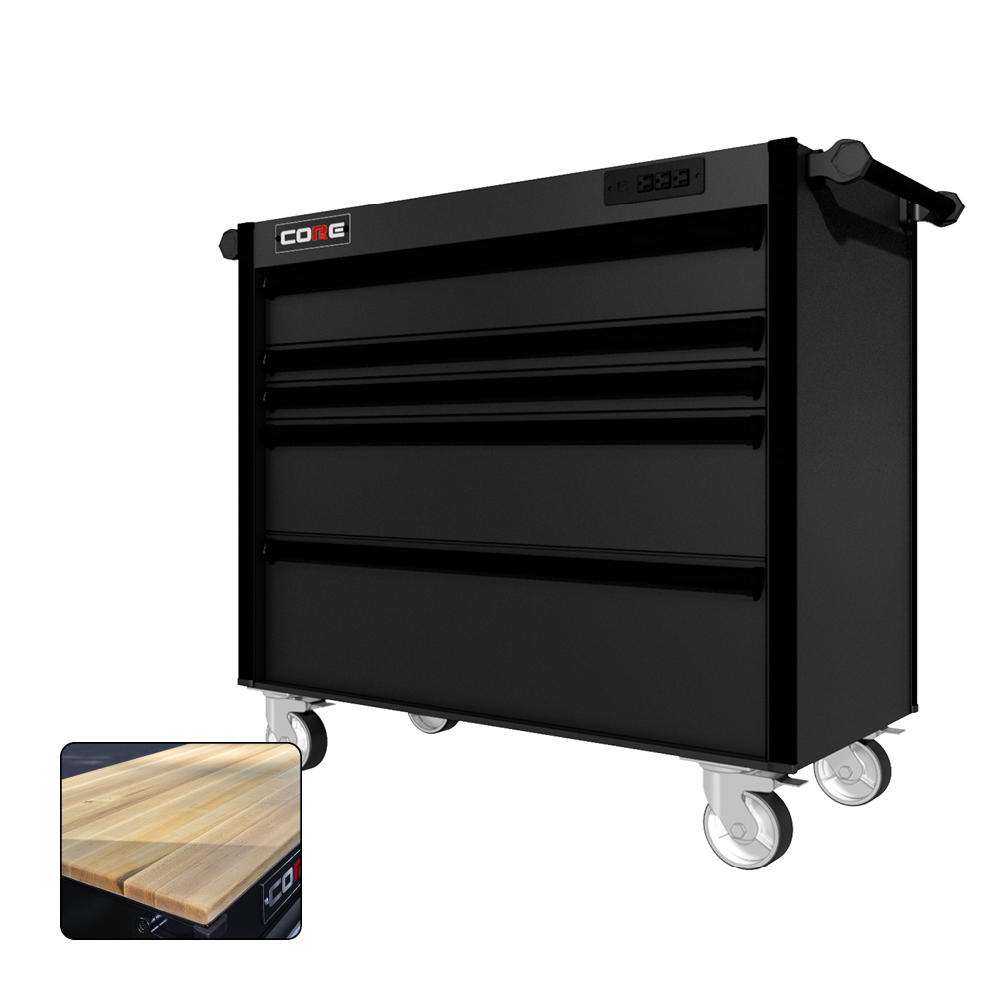 44 Series - 5 Drawers - Black Handles - Traditional Casters