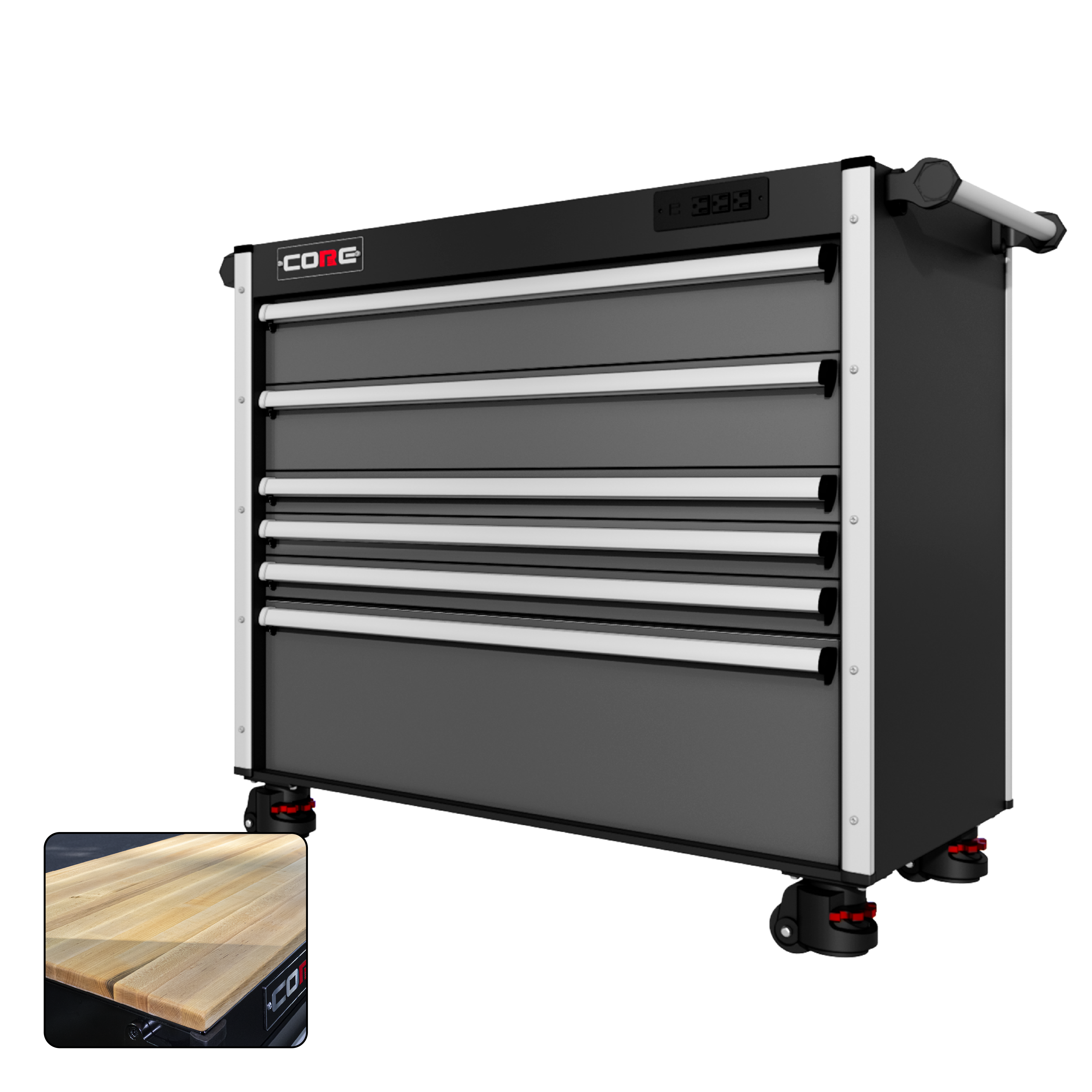 44 Series - 6 Drawers - Silver Handles - Foot Casters