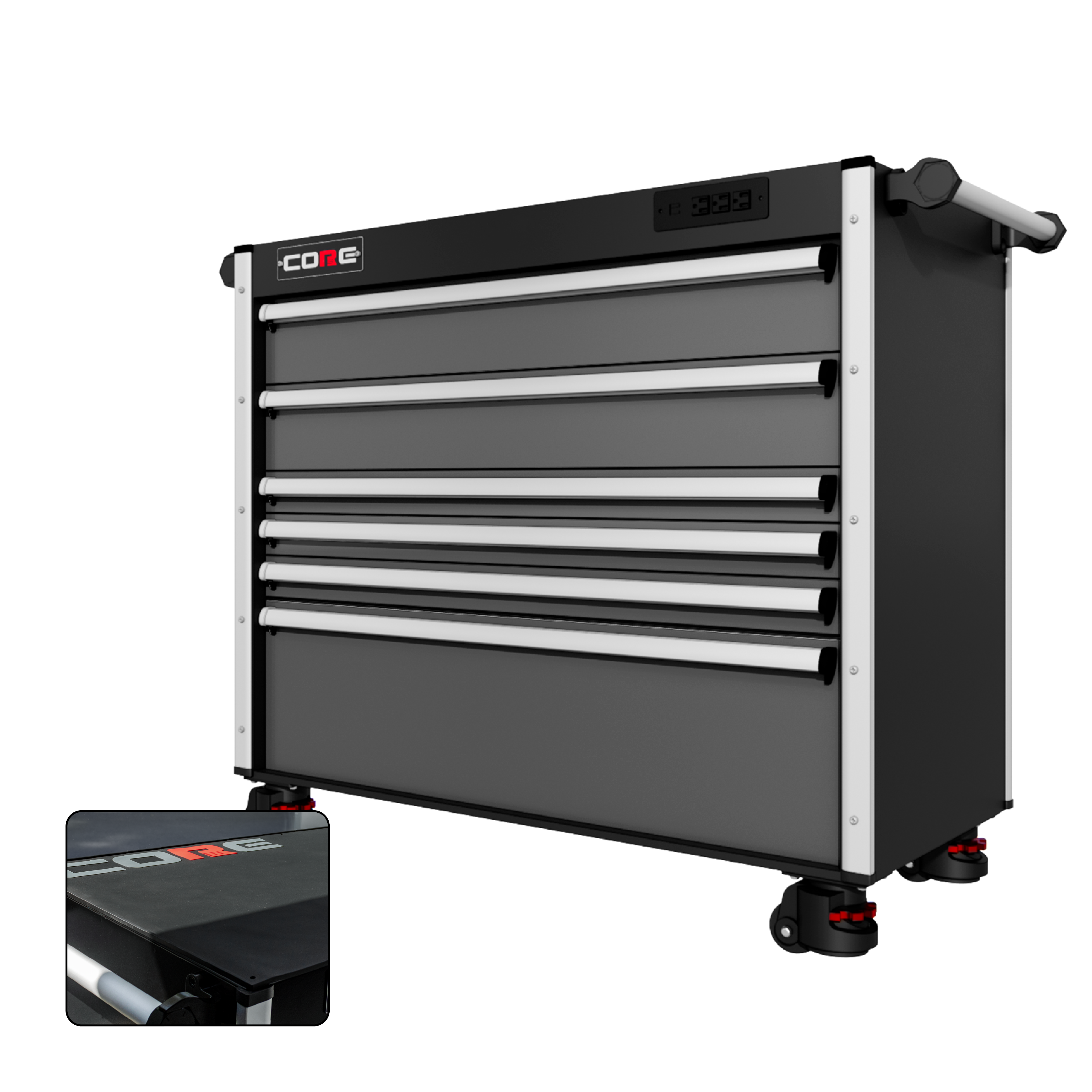 44 Series - 6 Drawers - Silver Handles - Foot Casters