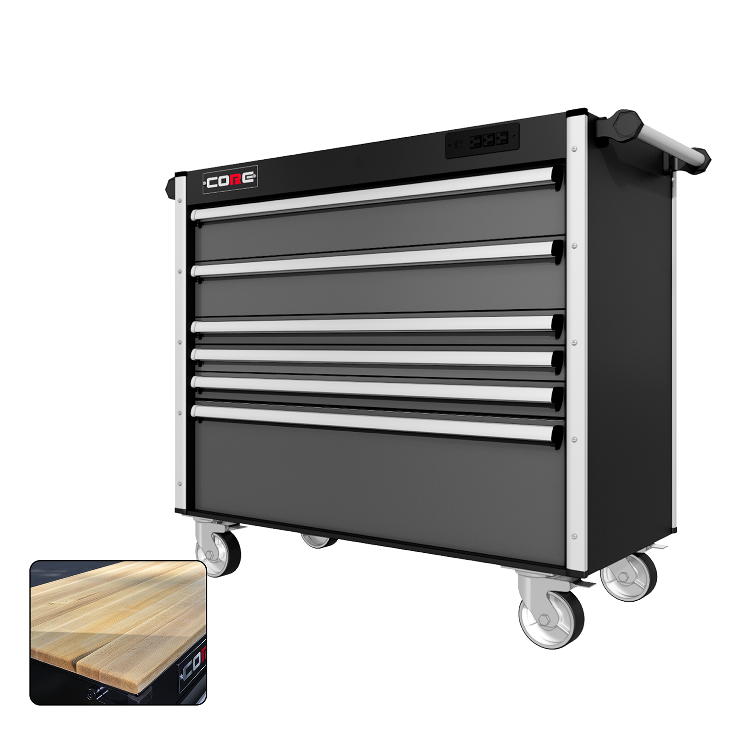 44 Series - 6 Drawers - Silver Handles - Traditional Casters