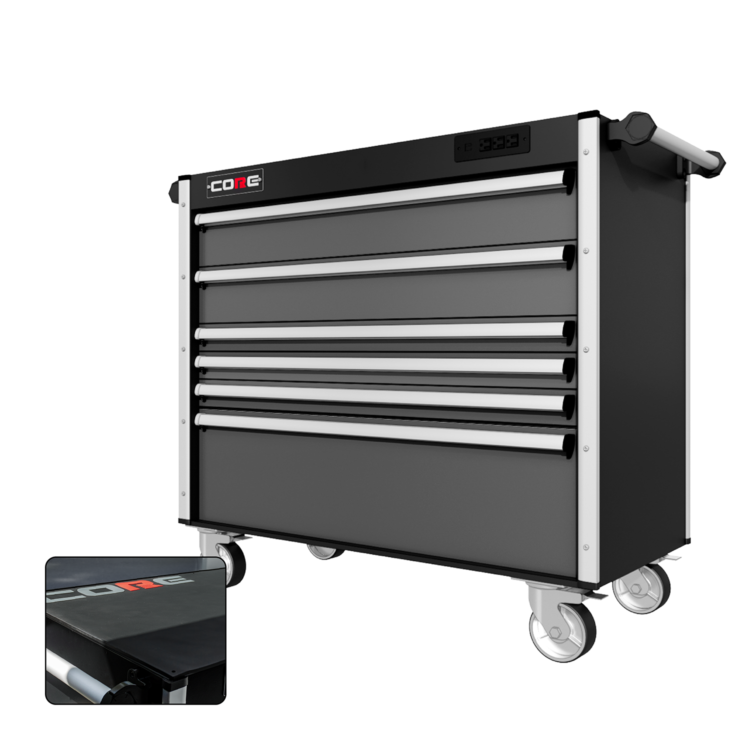 44 Series - 6 Drawers - Silver Handles - Traditional Casters