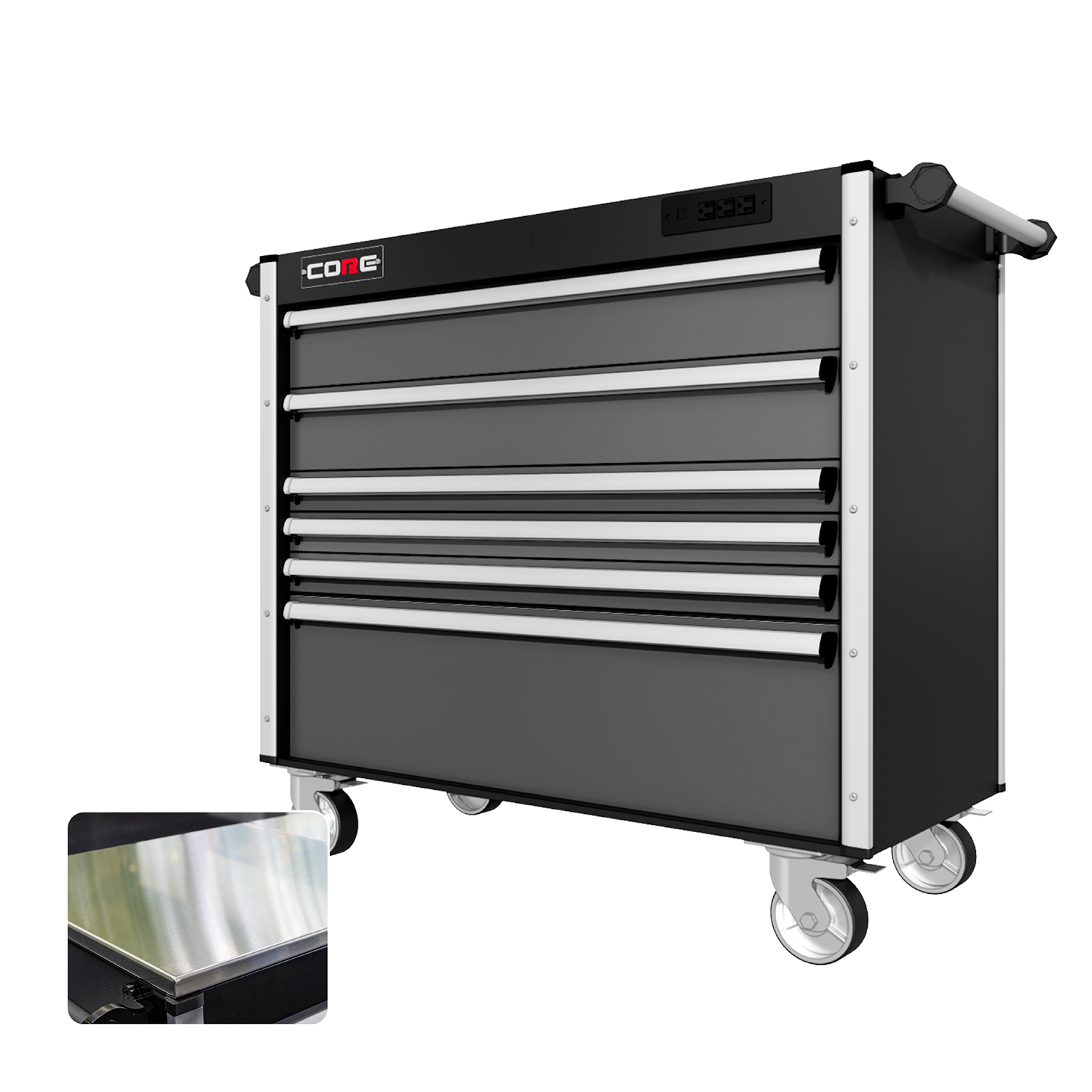 44 Series - 6 Drawers - Silver Handles - Traditional Casters