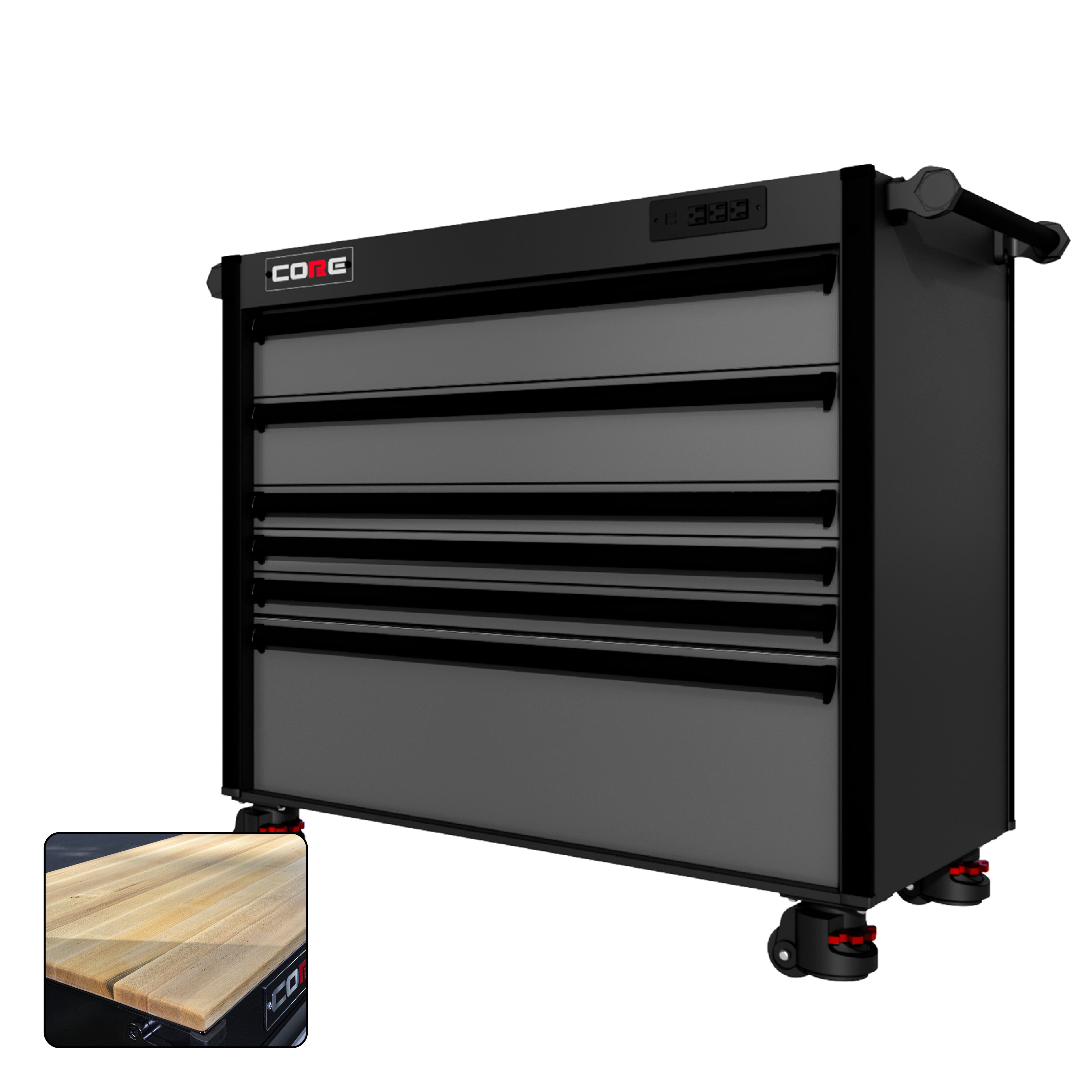 44 Series - 6 Drawers - Black Handles - Foot Casters