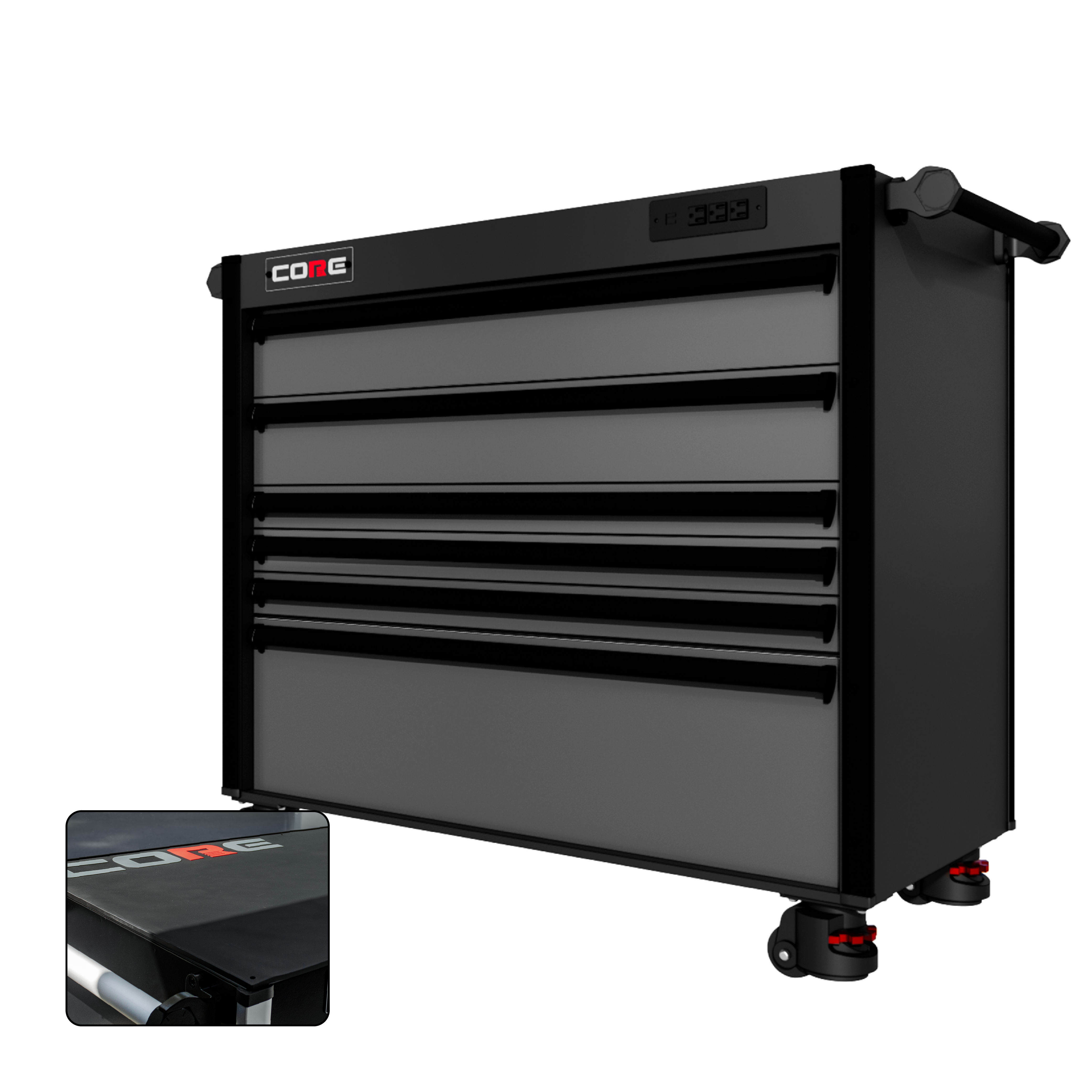 44 Series - 6 Drawers - Black Handles - Foot Casters