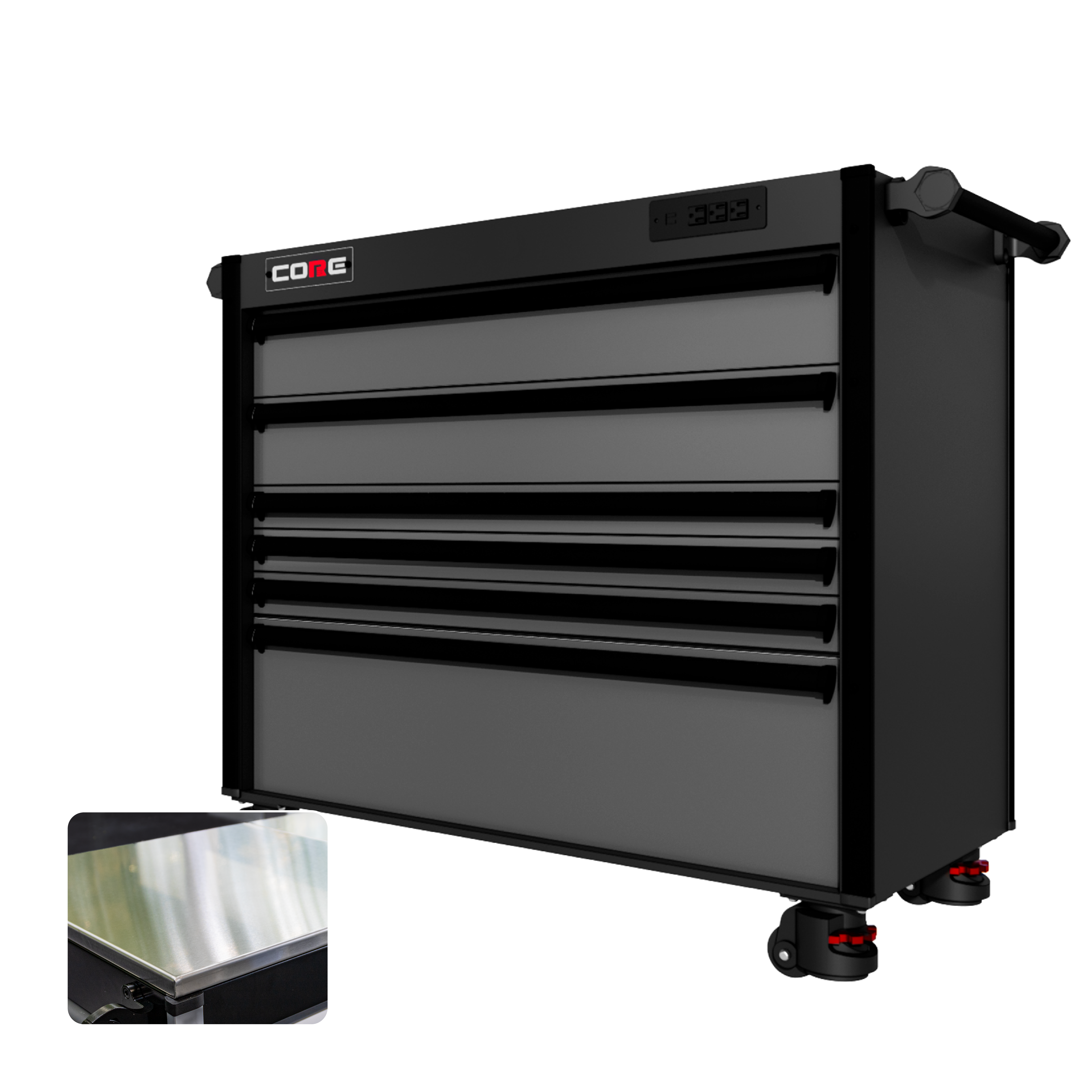 44 Series - 6 Drawers - Black Handles - Foot Casters