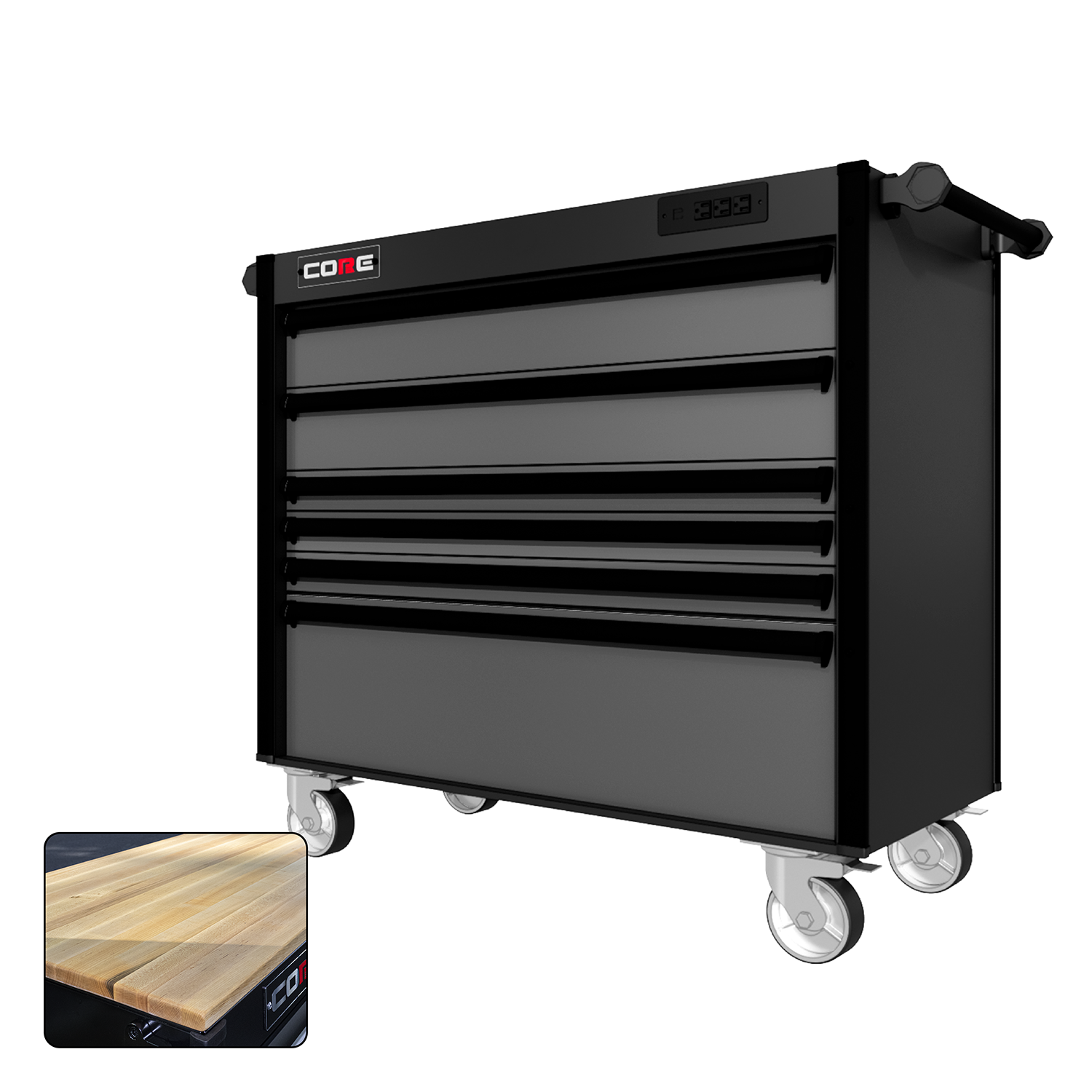 44 Series - 6 Drawers - Black Handles - Traditional Casters