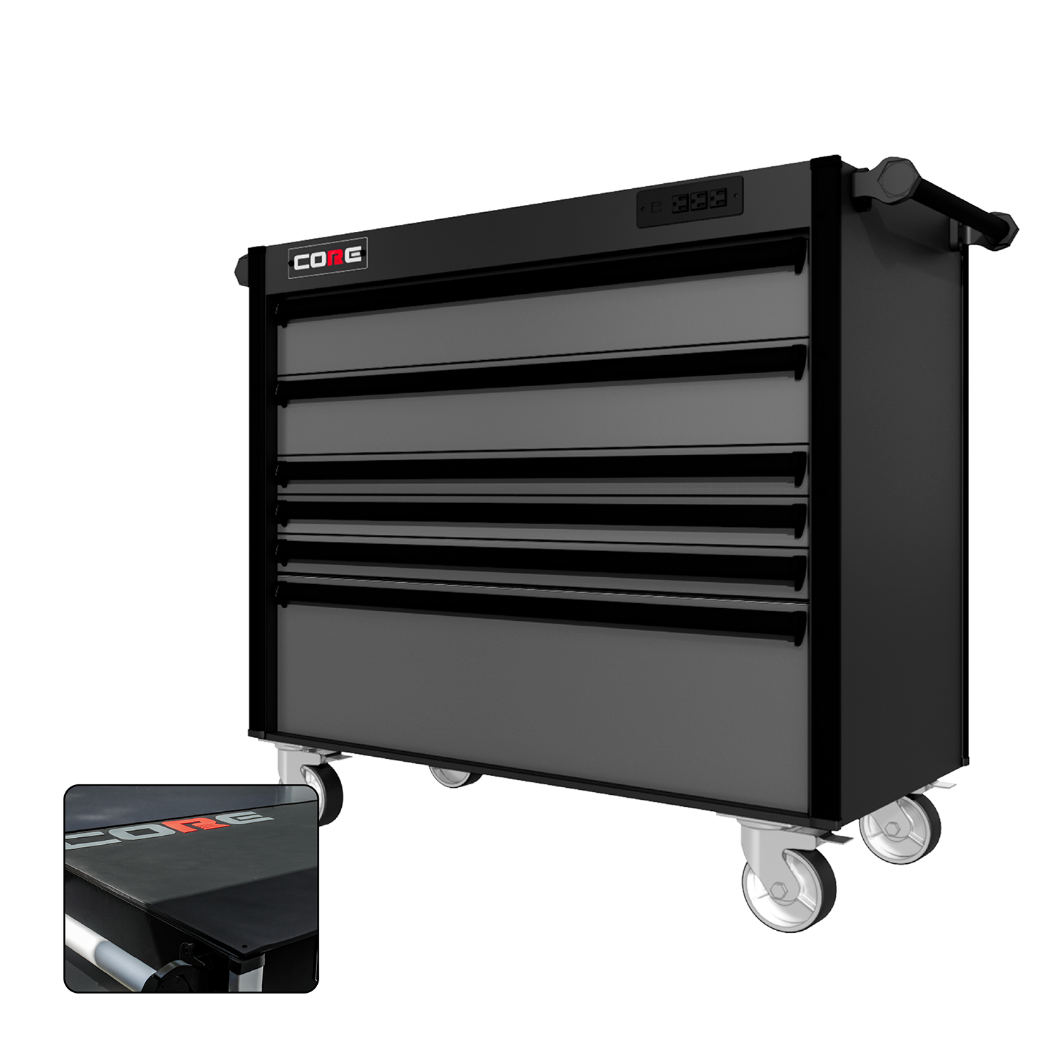 44 Series - 6 Drawers - Black Handles - Traditional Casters