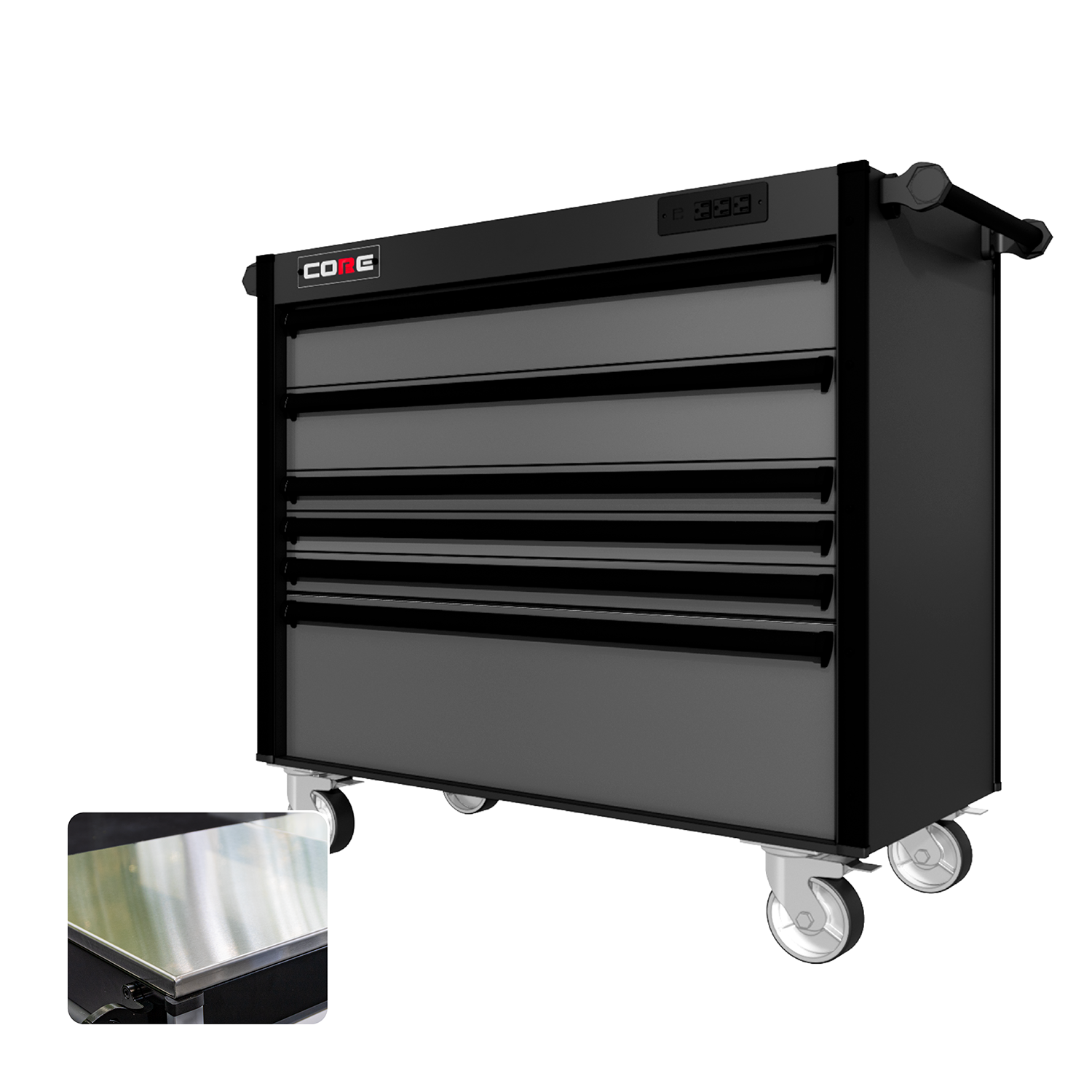 44 Series - 6 Drawers - Black Handles - Traditional Casters