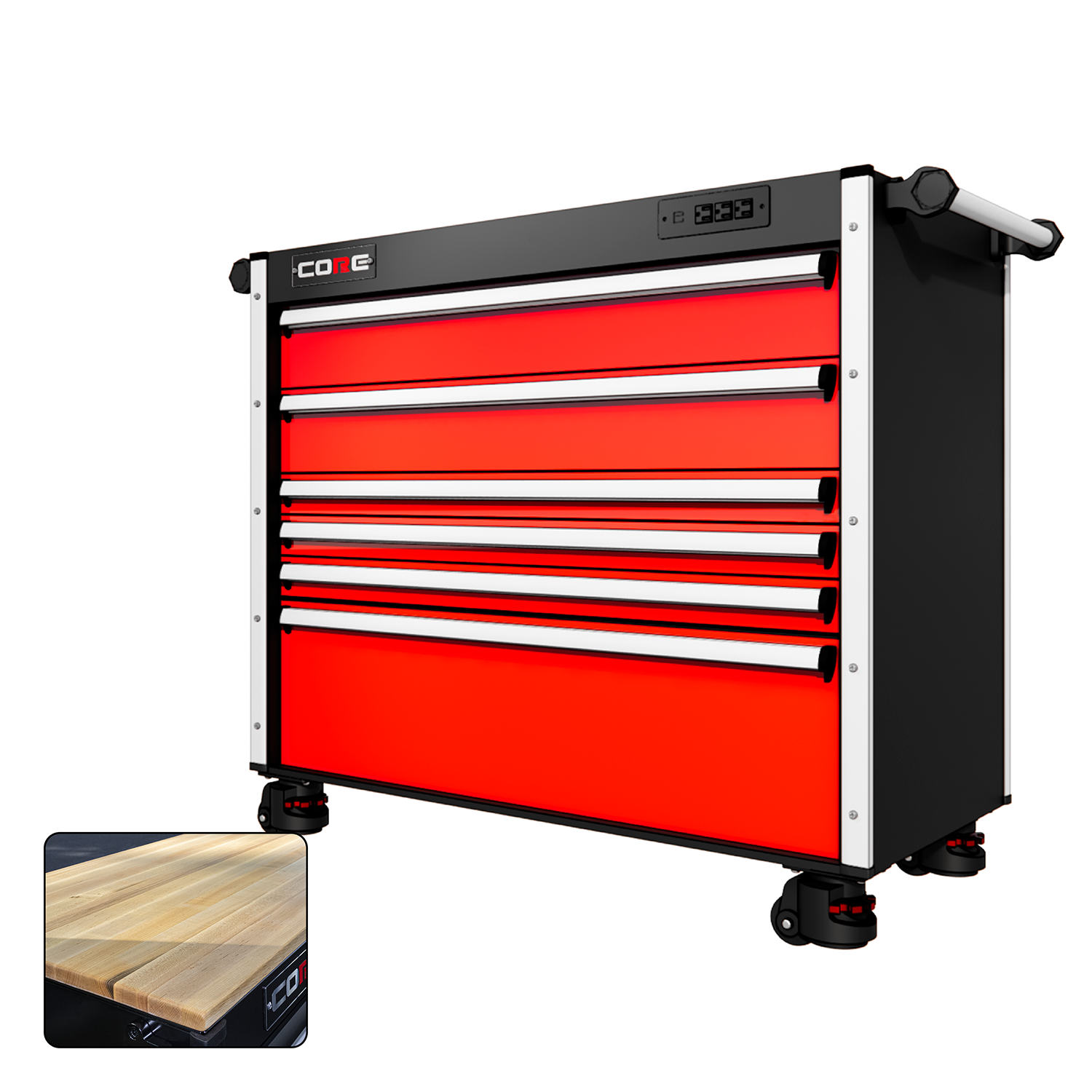 44 Series - 6 Drawers - Silver Handles - Foot Casters