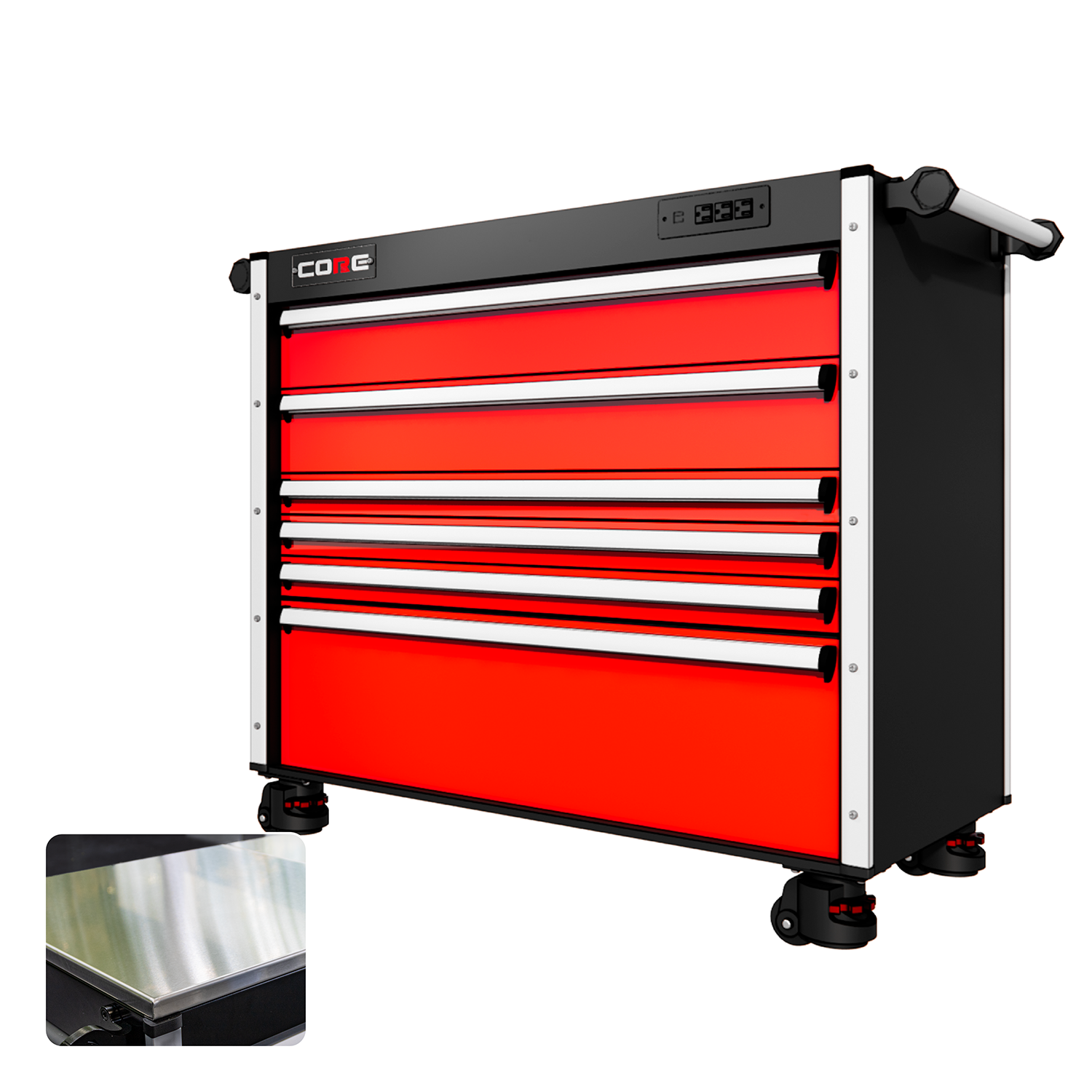 44 Series - 6 Drawers - Silver Handles - Foot Casters