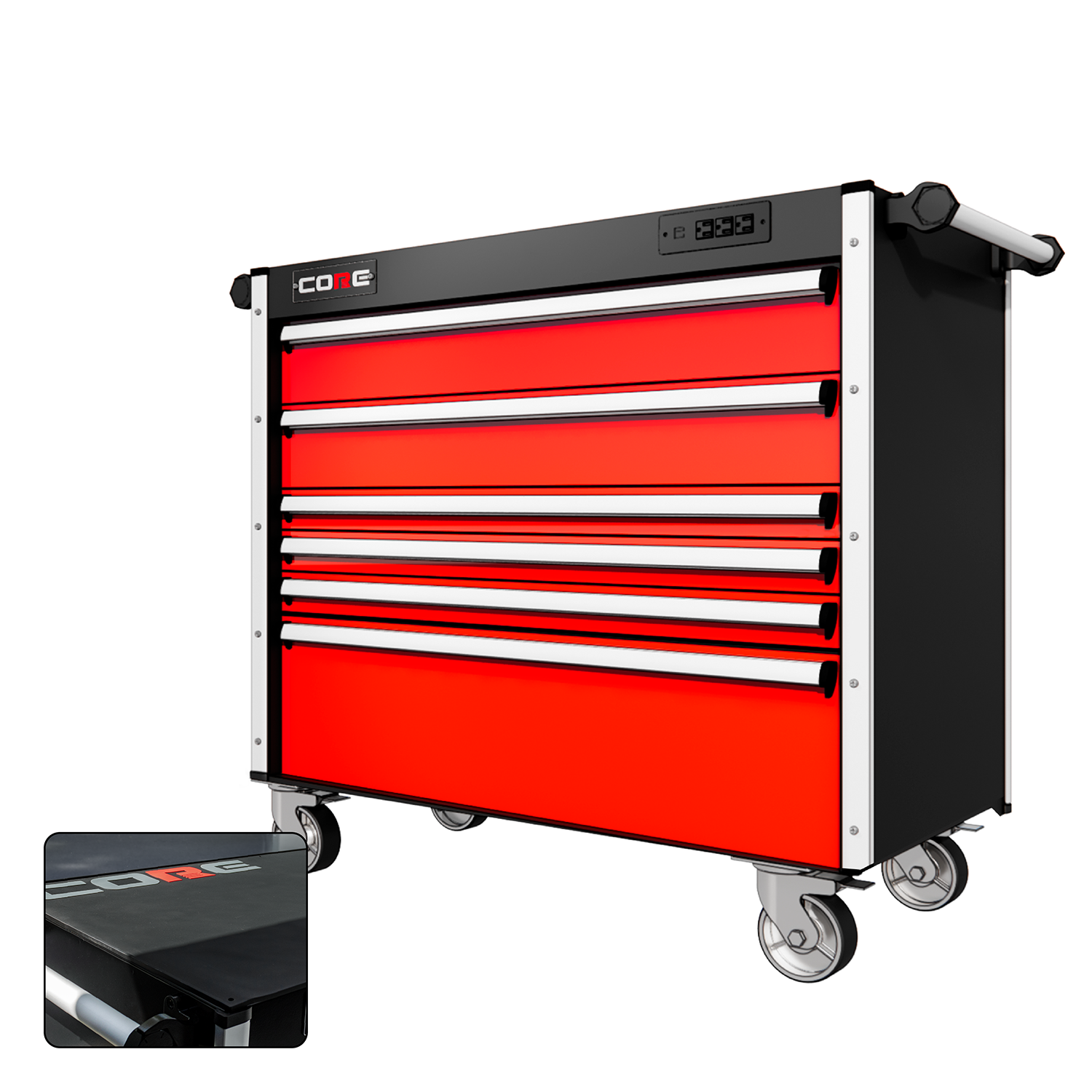 44 Series - 6 Drawers - Silver Handles - Traditional Casters