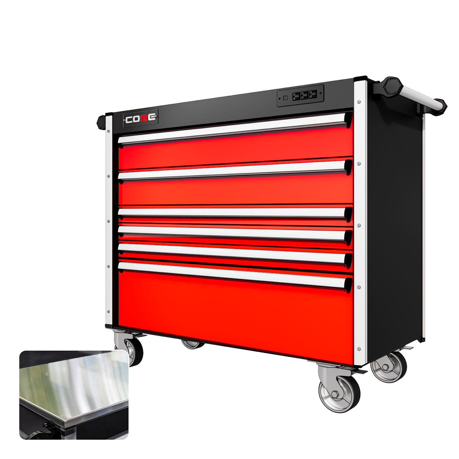 44 Series - 6 Drawers - Silver Handles - Traditional Casters