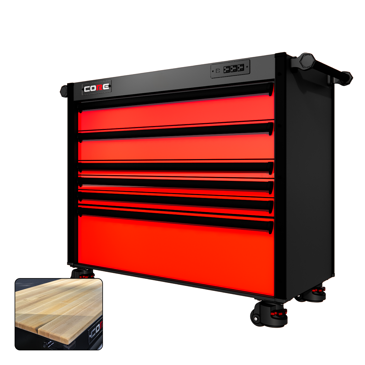 44 Series - 6 Drawers - Black Handles - Foot Casters