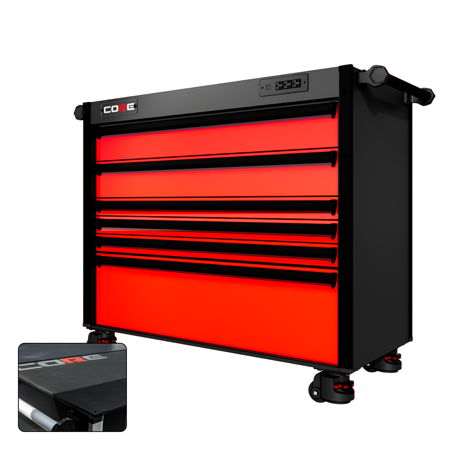 44 Series - 6 Drawers - Black Handles - Foot Casters
