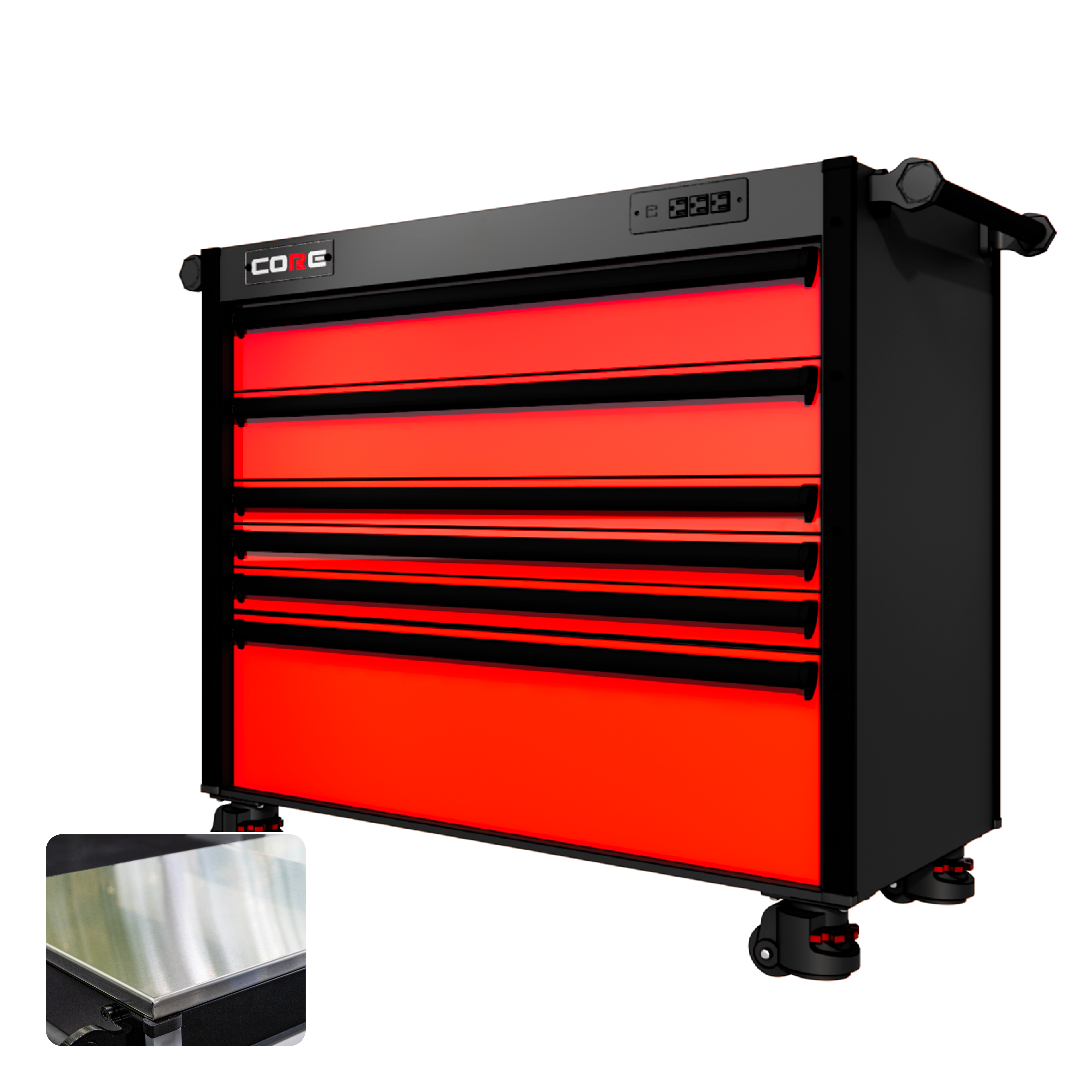 44 Series - 6 Drawers - Black Handles - Foot Casters