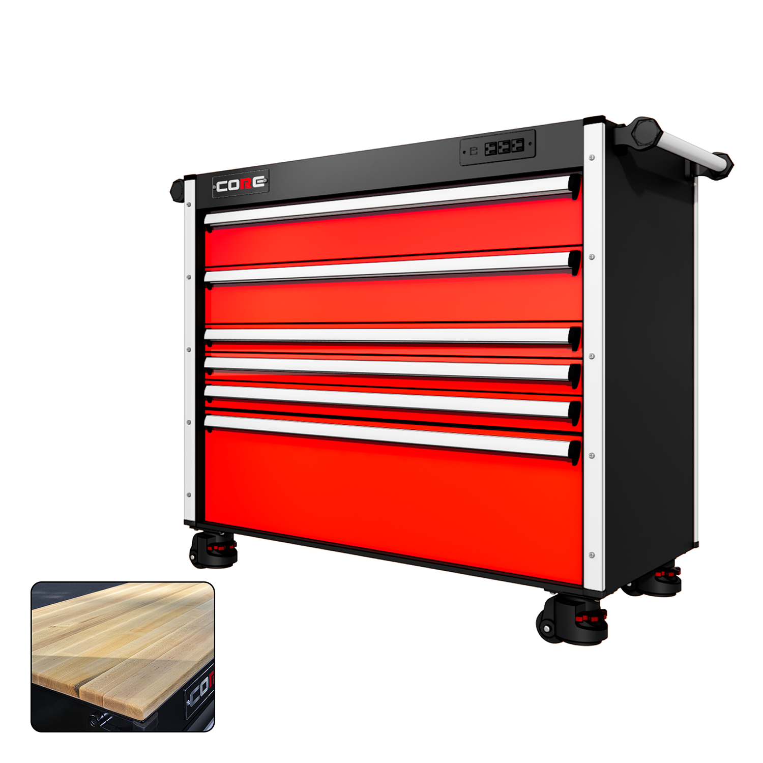 44 Series - 6 Drawers - Black Handles - Traditional Casters