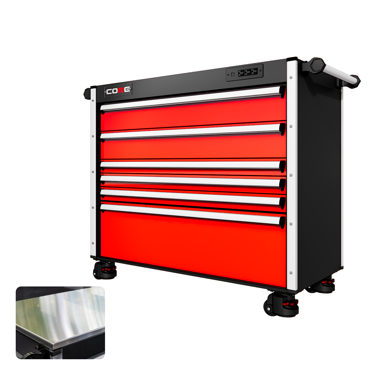 44 Series - 6 Drawers - Black Handles - Traditional Casters