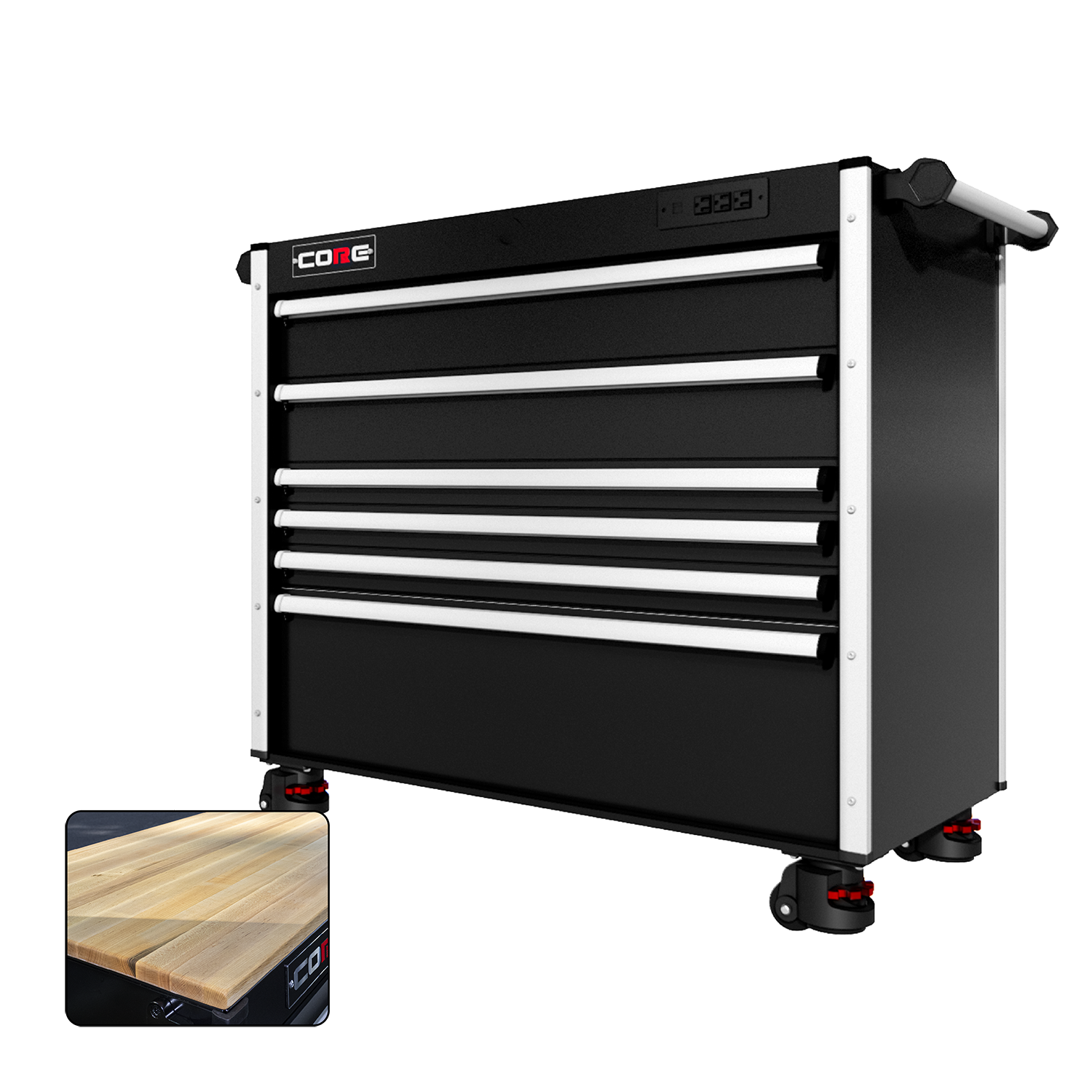 44 Series - 6 Drawers - Silver Handles - Foot Casters