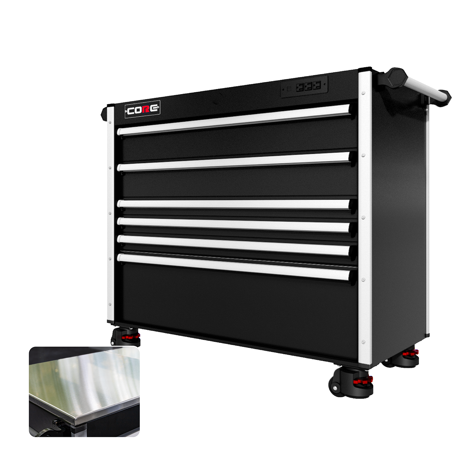 44 Series - 6 Drawers - Silver Handles - Foot Casters