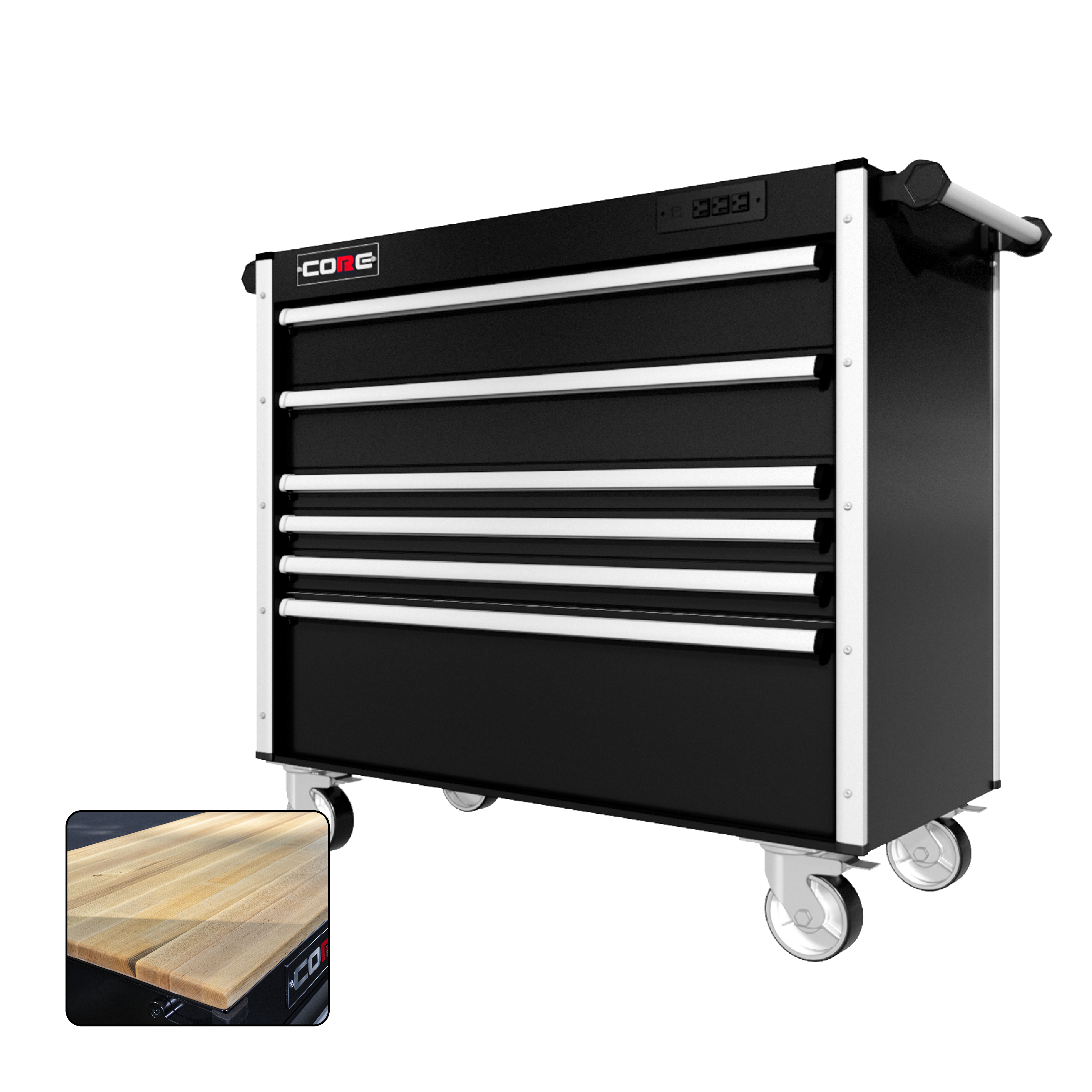 44 Series - 6 Drawers - Silver Handles - Traditional Casters