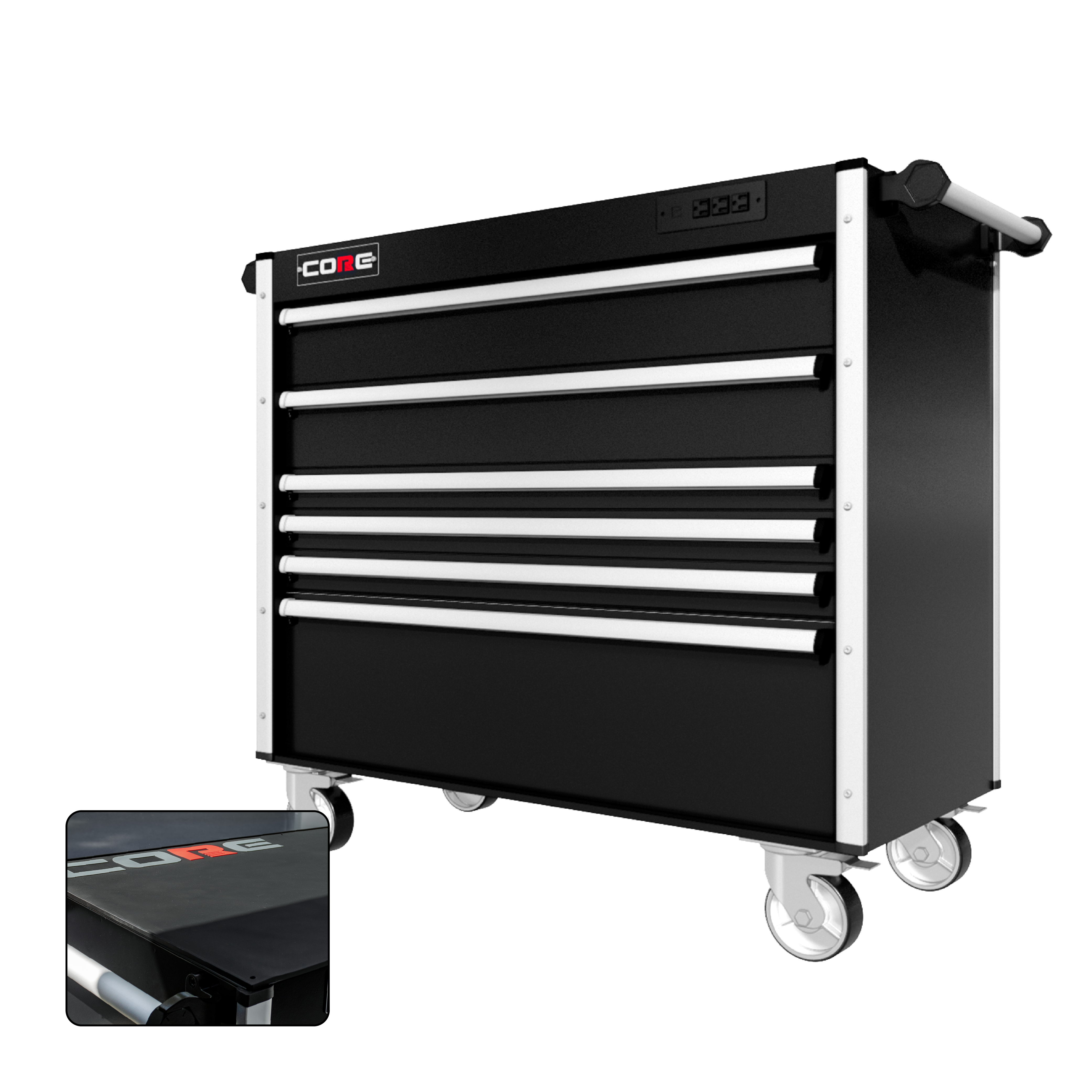 44 Series - 6 Drawers - Silver Handles - Traditional Casters