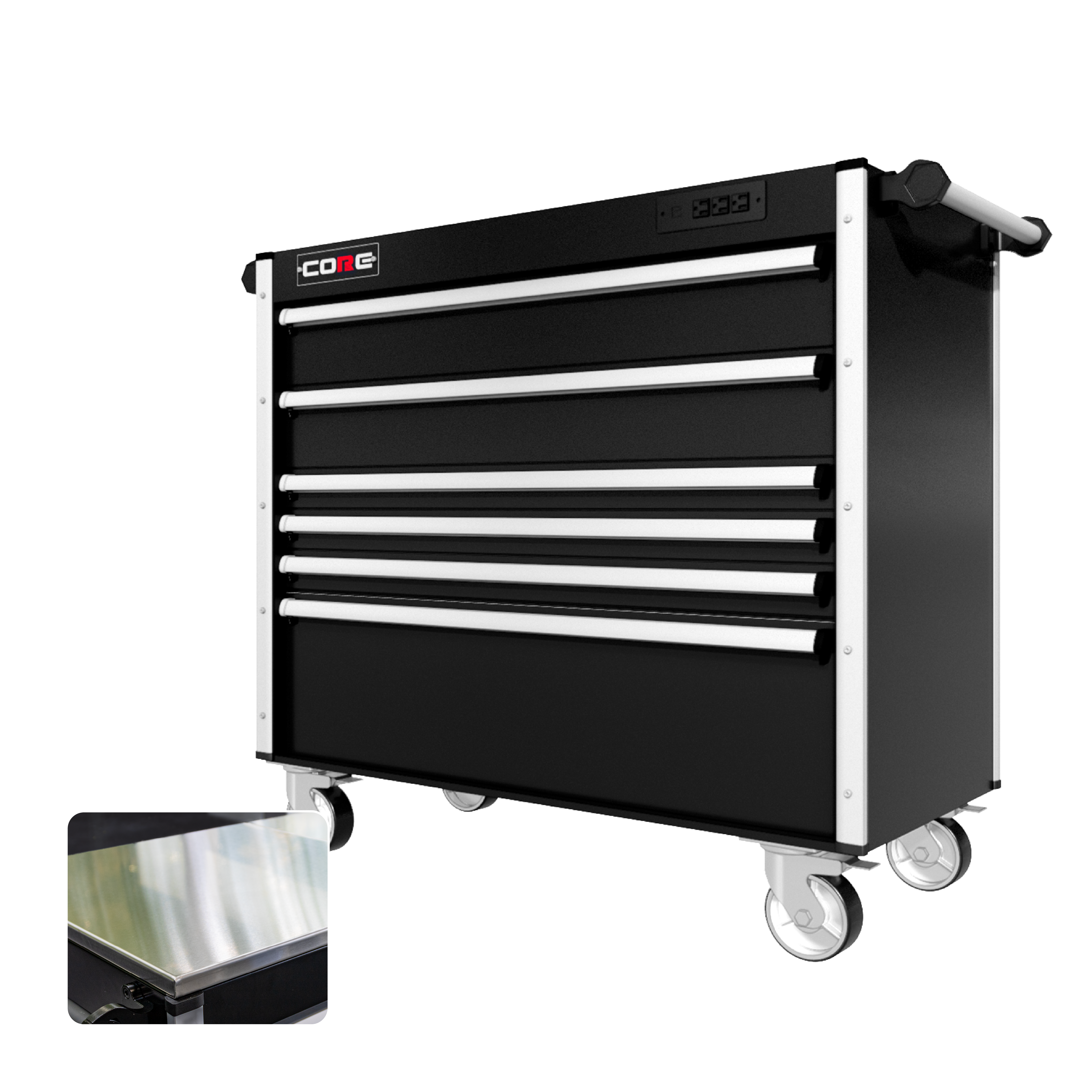 44 Series - 6 Drawers - Silver Handles - Traditional Casters