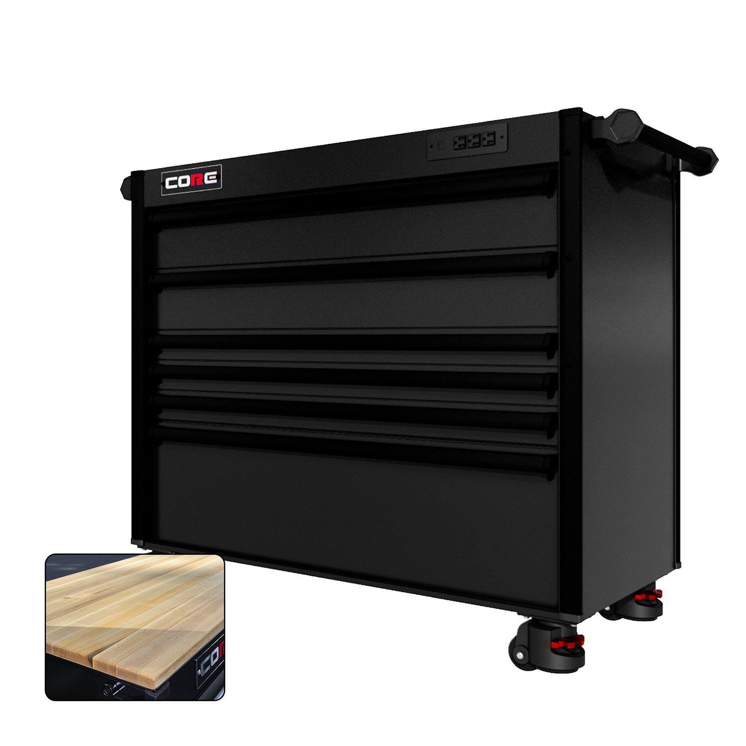 44 Series - 6 Drawers - Black Handles - Foot Casters