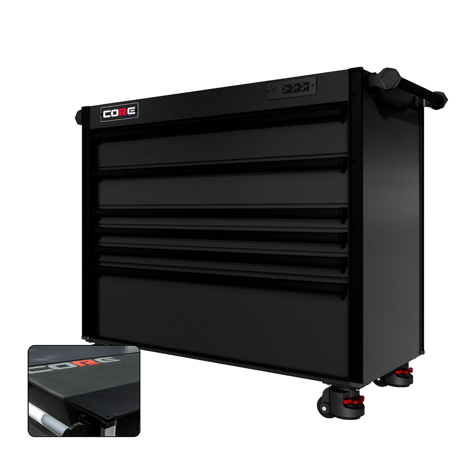 44 Series - 6 Drawers - Black Handles - Foot Casters