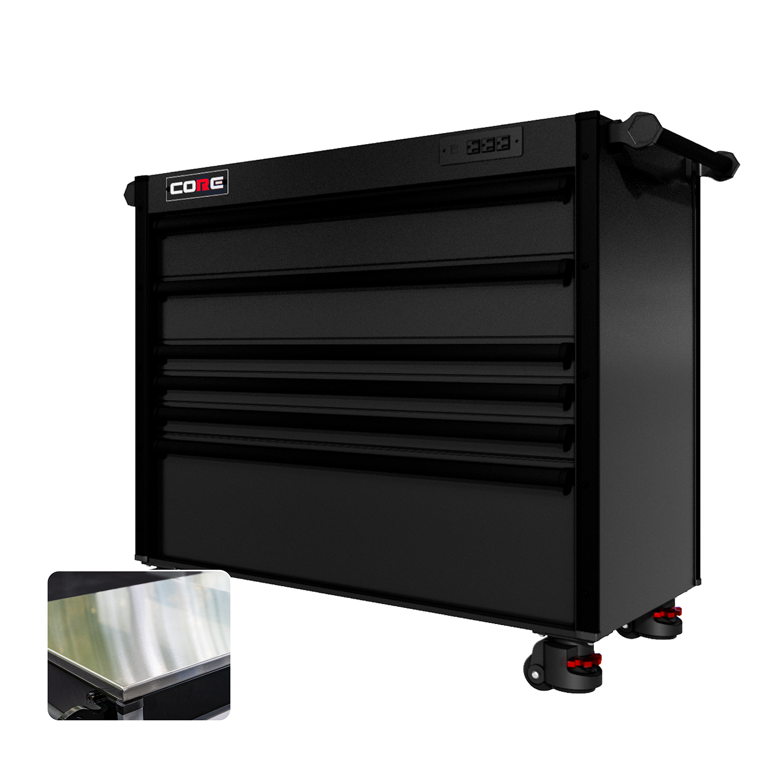 44 Series - 6 Drawers - Black Handles - Foot Casters