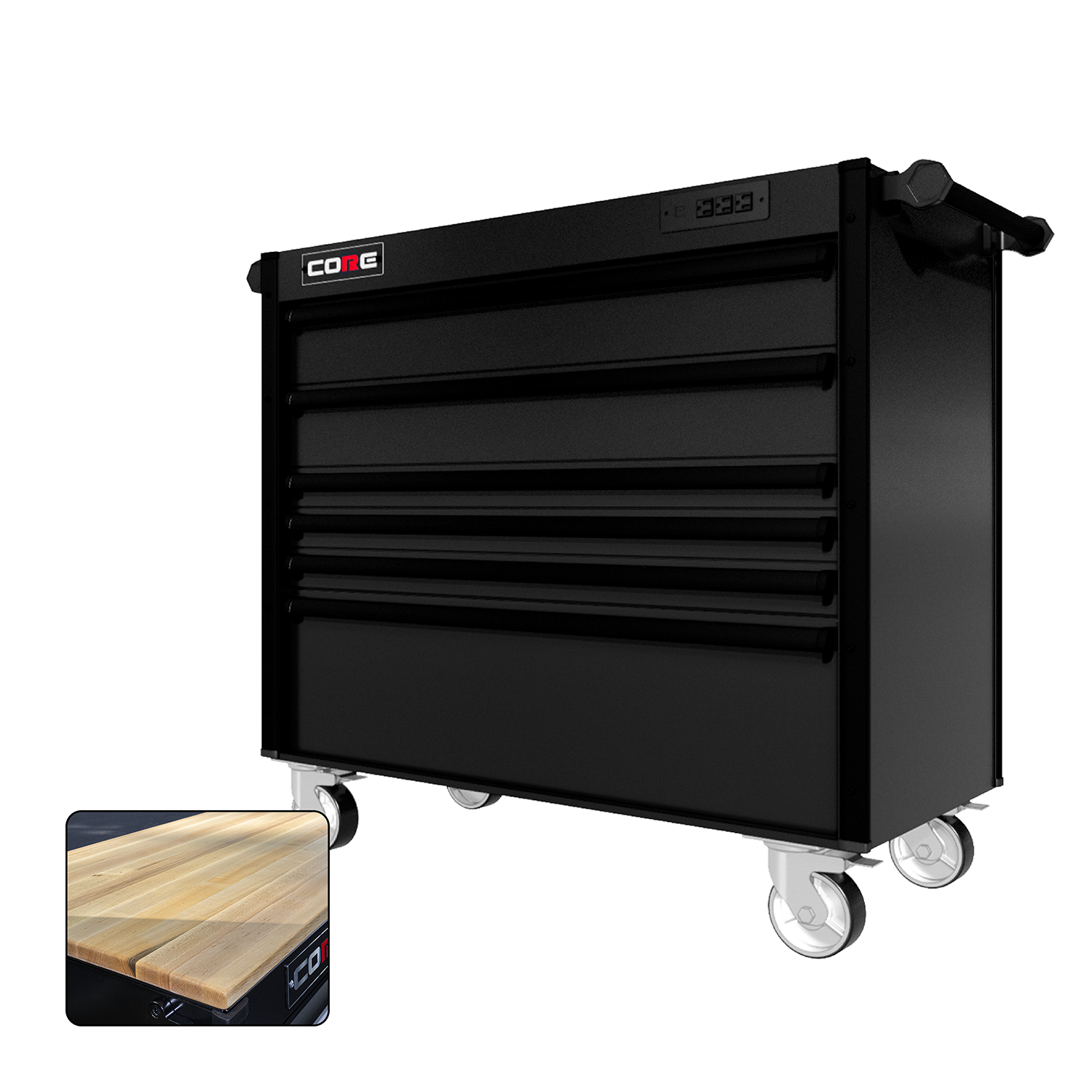 44 Series - 6 Drawers - Black Handles - Traditional Casters