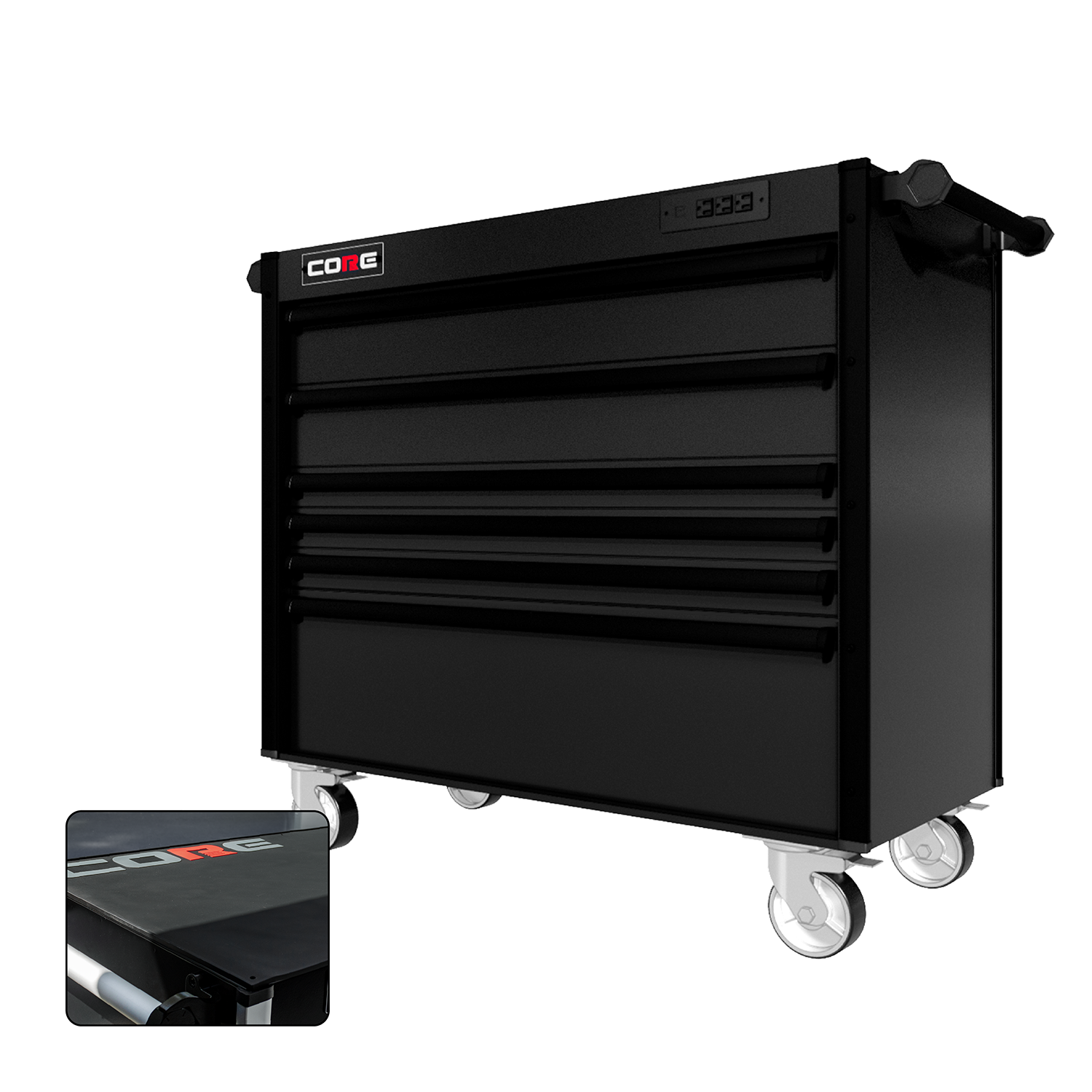44 Series - 6 Drawers - Black Handles - Traditional Casters