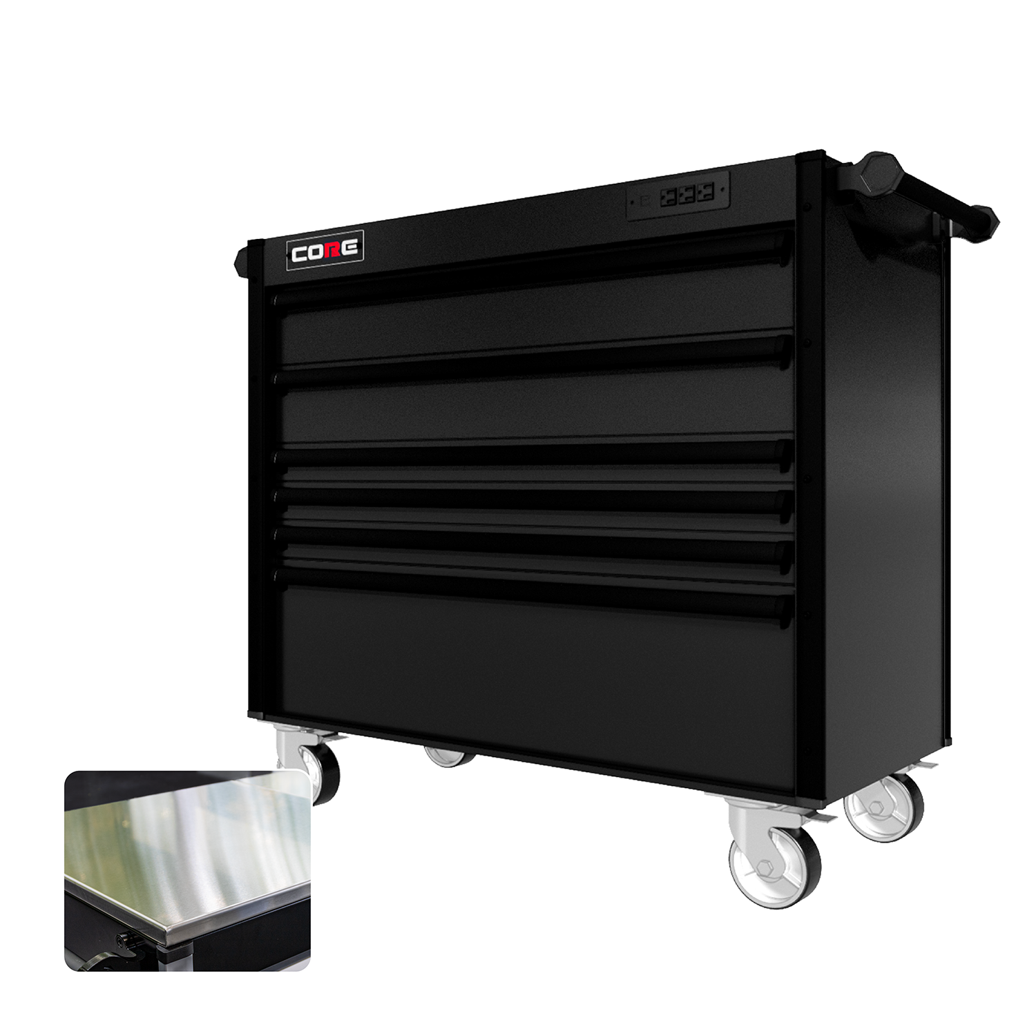44 Series - 6 Drawers - Black Handles - Traditional Casters